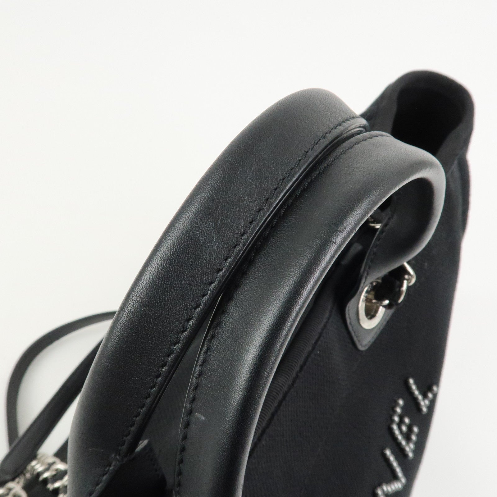 CHANEL Deauville GM Canvas Leather 2Way Tote Bag Black A66941