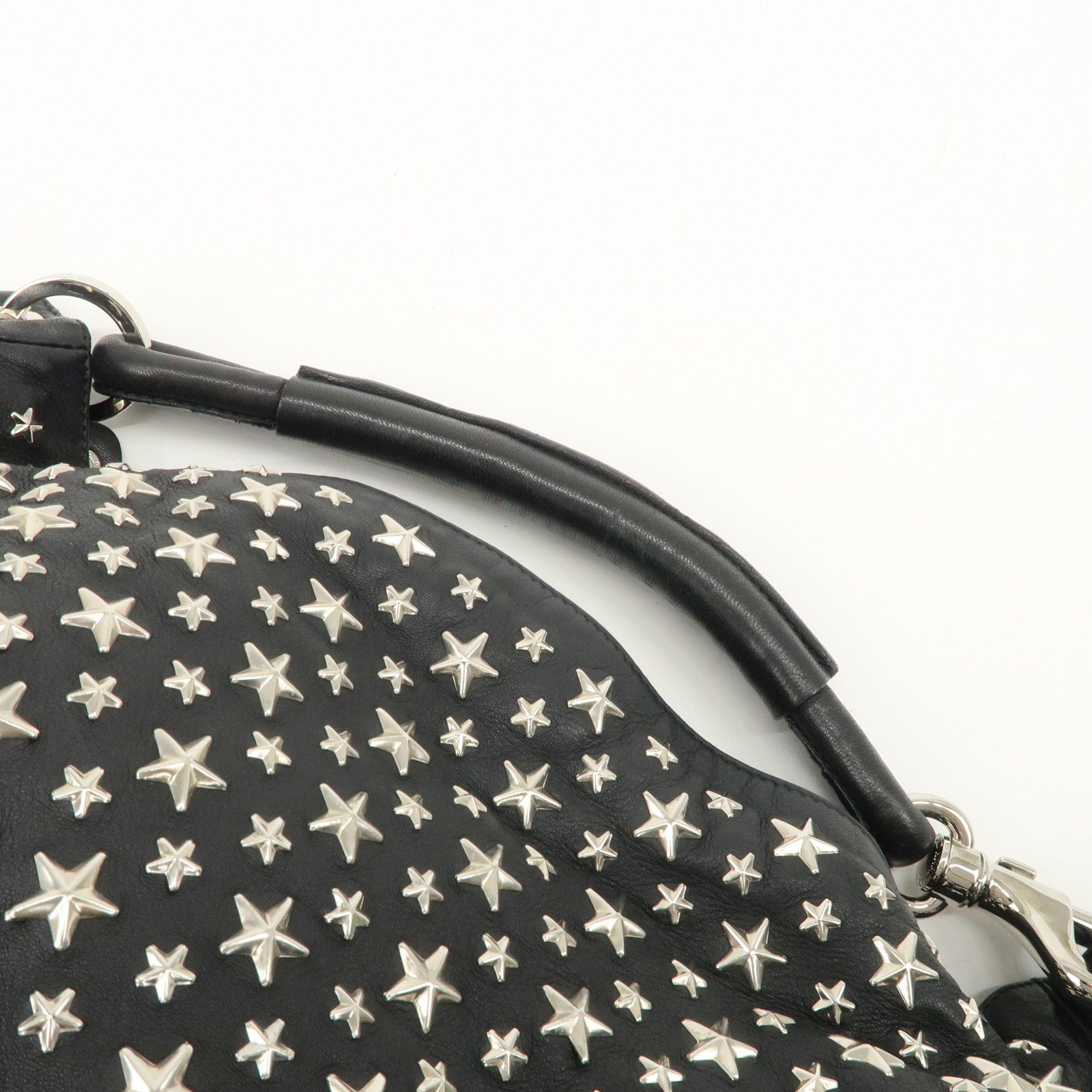 JIMMY CHOO Sky Bag Studs Leather Shoulder Bag Black