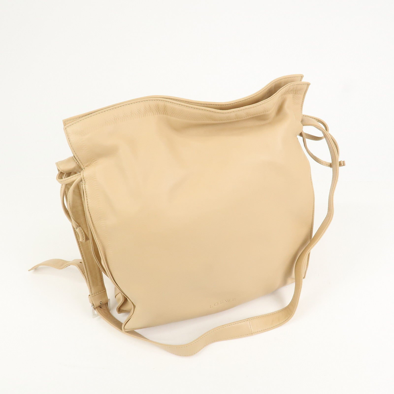 LOEWE Logo Nappa Leather Shoulder Bag Crossbody Bag Beige