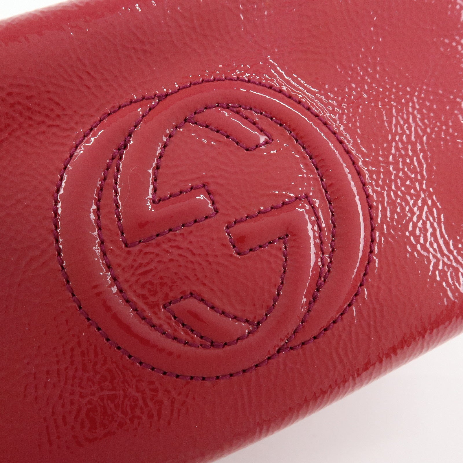 GUCCI Soho Interlocking G Nylon Patent Leather Cosmetic Pouch Pink