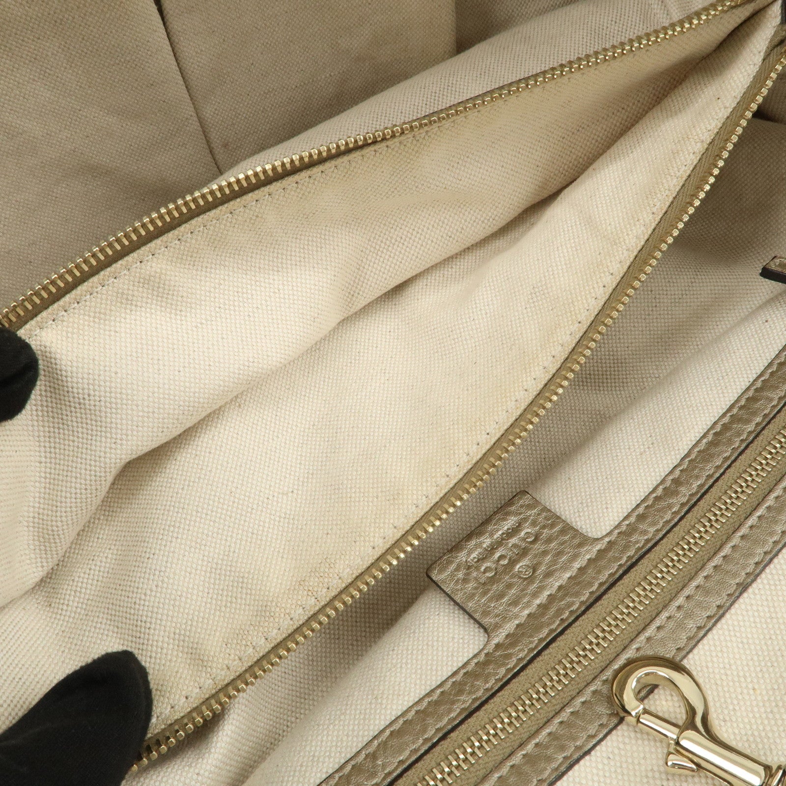 GUCCI Bamboo Leather Tote Bag Shoulder Bag Champagne Gold 269945