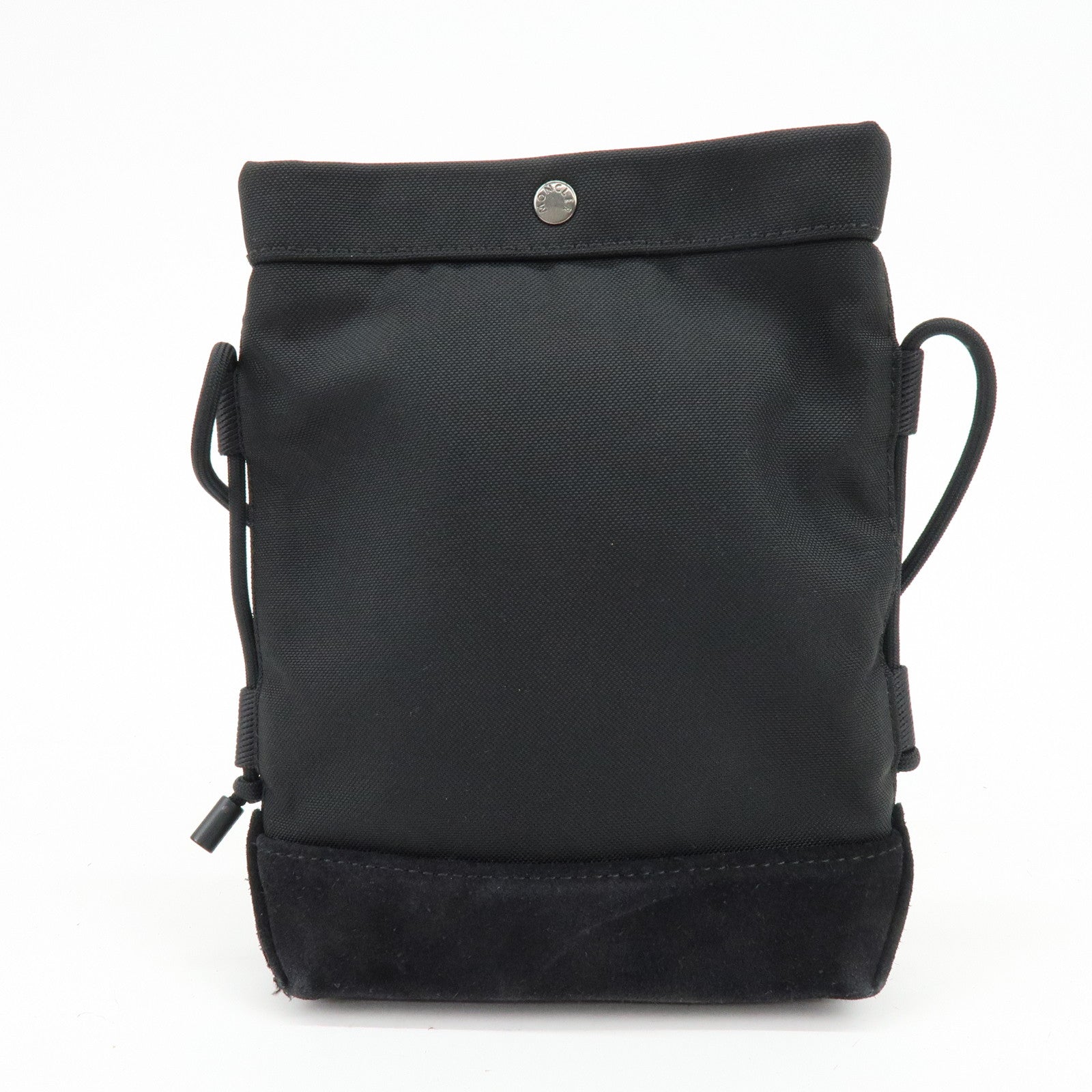 MONCLER Nylon Suede Leather Shoulder Bag Tech Phone Bag Black