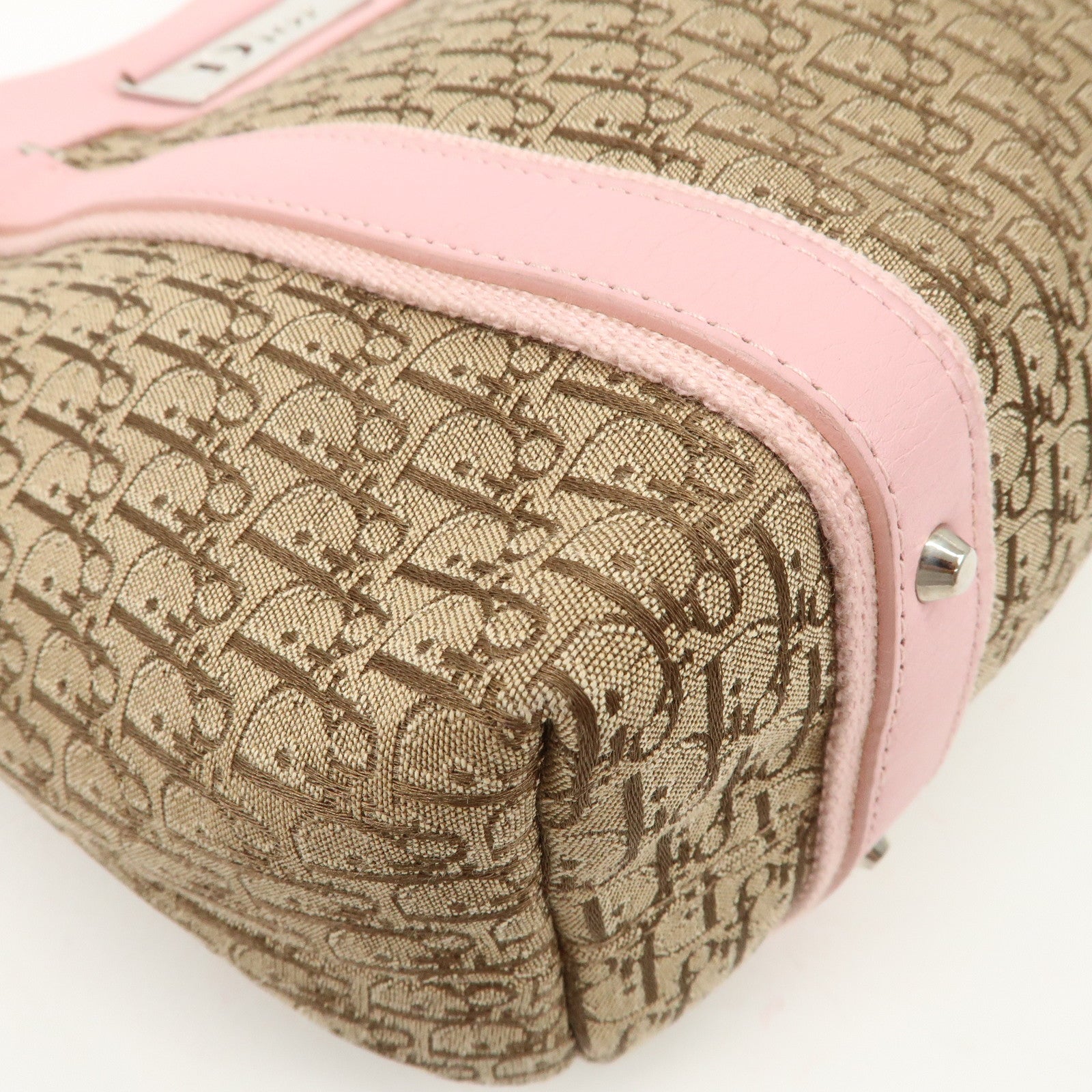 Christian Dior Trotter Street Chic Canvas Tote Bag Beige Pink
