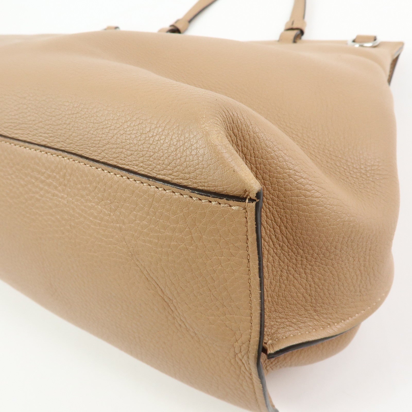 GUCCI Bamboo Daily Leather 2Way Bag Hand Shoulder Bag Beige 370830