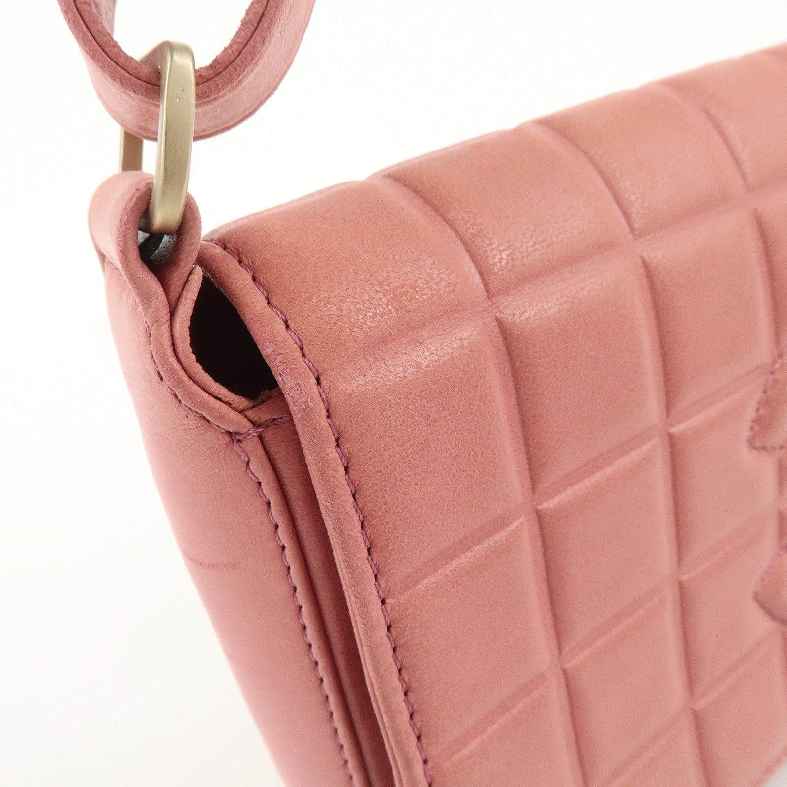 CHANEL COCO Mark Chocolate Bar Lamb Skin Shoulder Bag Pink