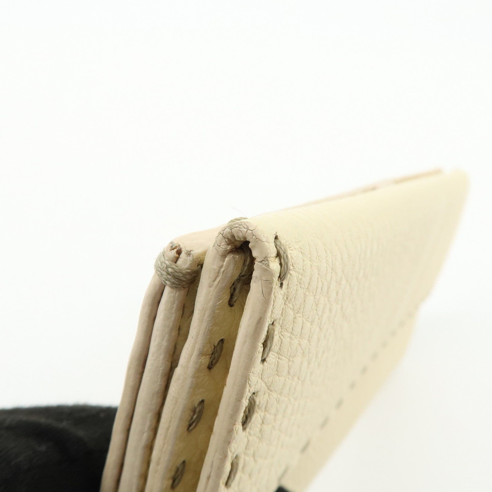 FENDI Selleria Calf Leather Long Wallet Ivory 8M0144
