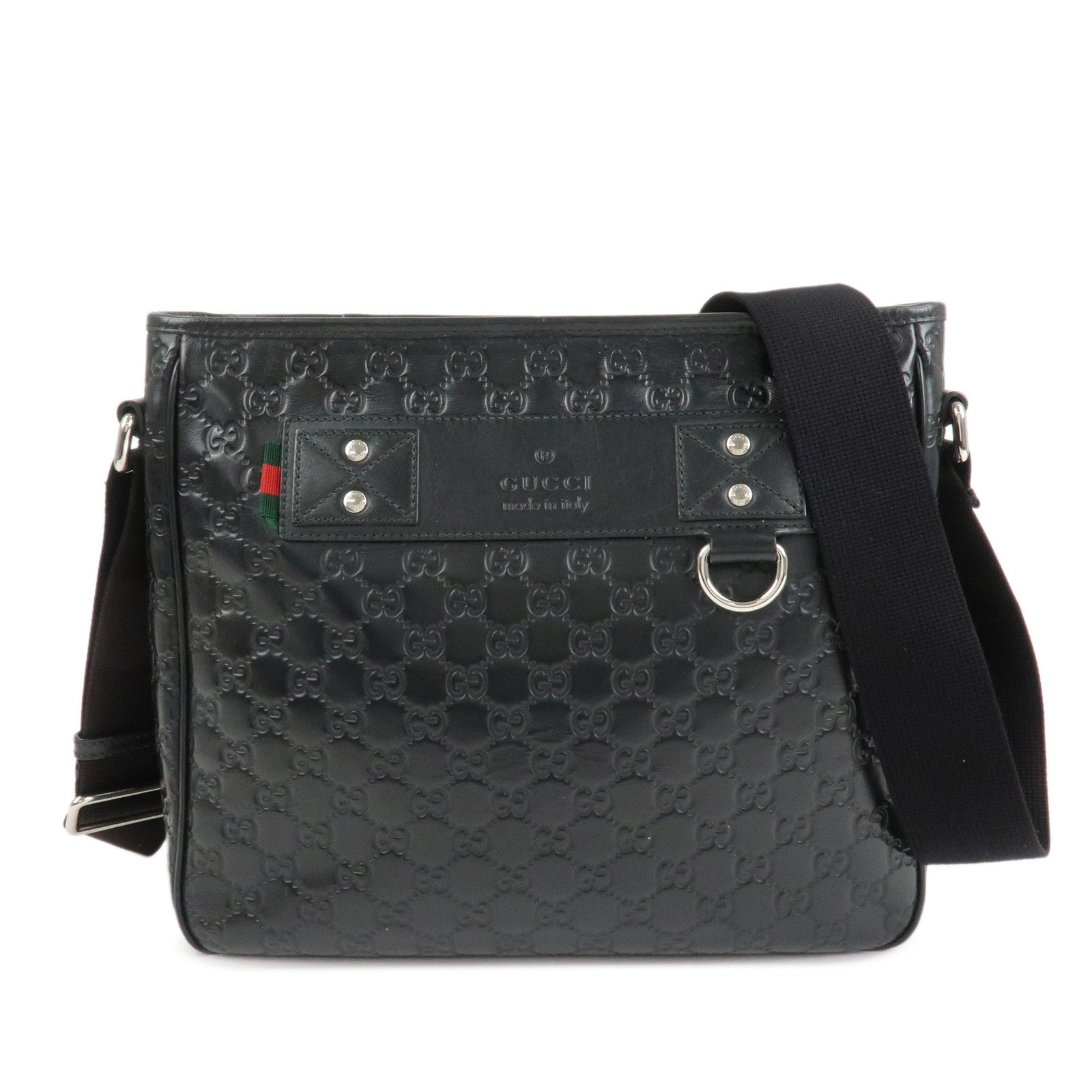 GUCCI Sherry Guccissima Leather Shoulder Bag Black 322080
