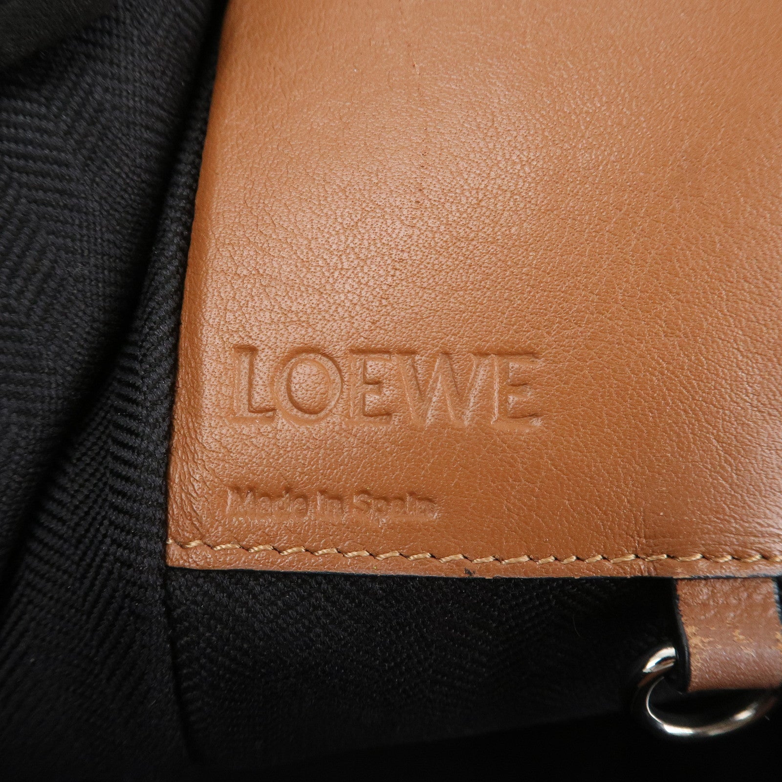 LOEWE Anagram Leather Hammock Small Shoulder Bag Tan Brown Used