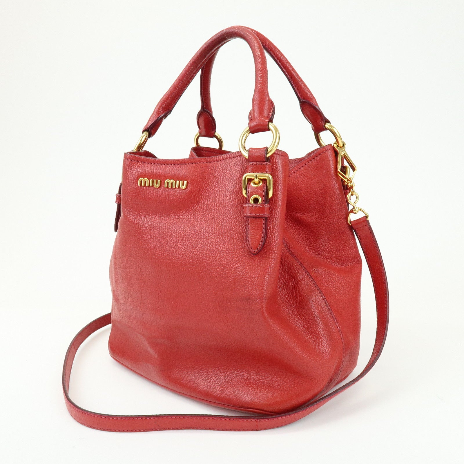 MIU MIU 2Way Bag Hand Bag Shoulder Bag Red RM0886