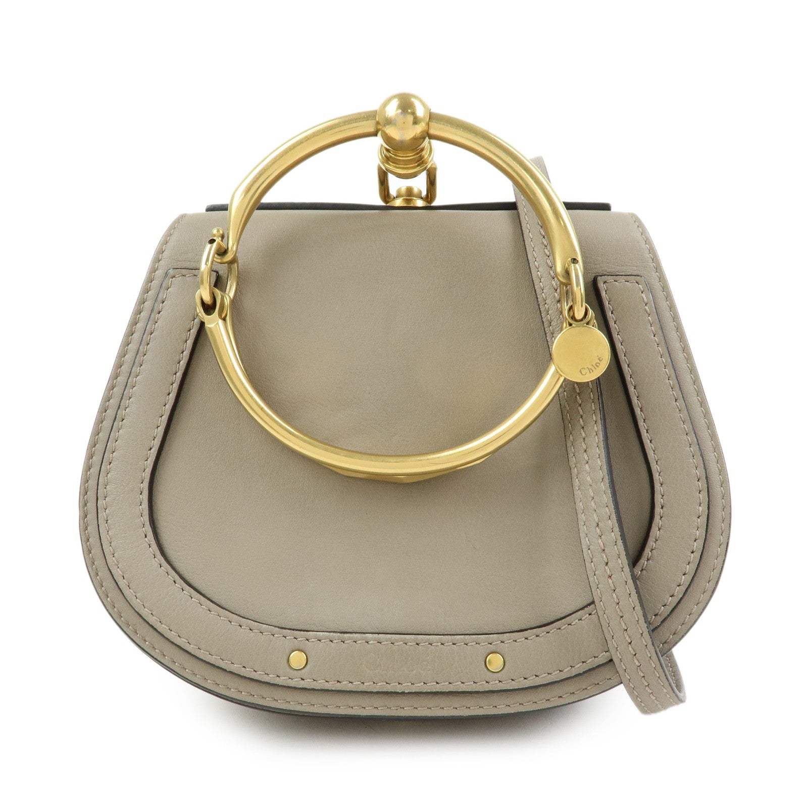 Chloe Nile Leather 2Way Bag Shoulder Bag Hand Bag Greige