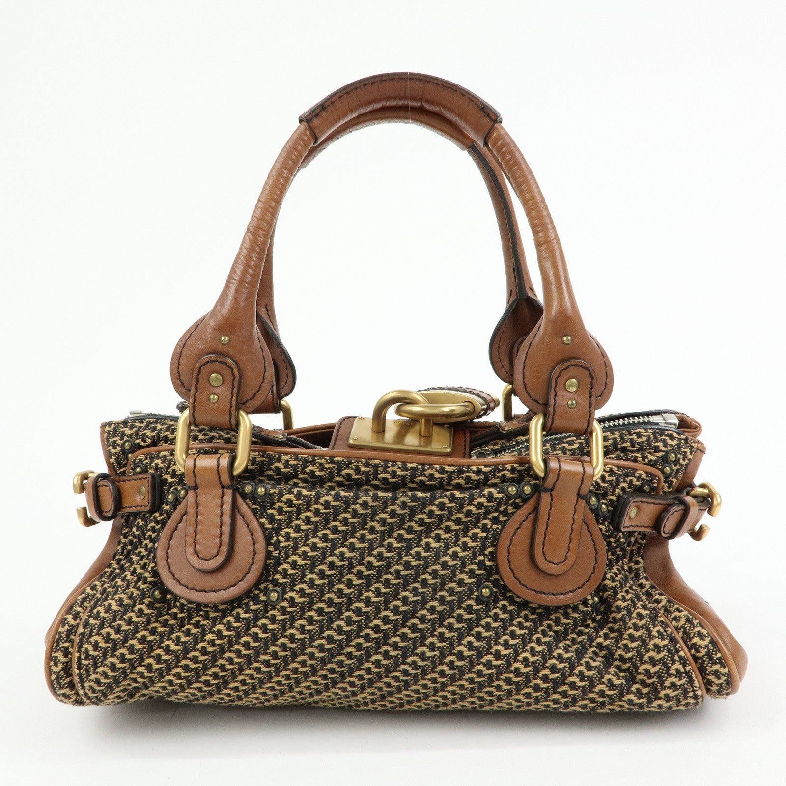 Chloe Paddington Medium Jacquard Leather Hand Bag Brown