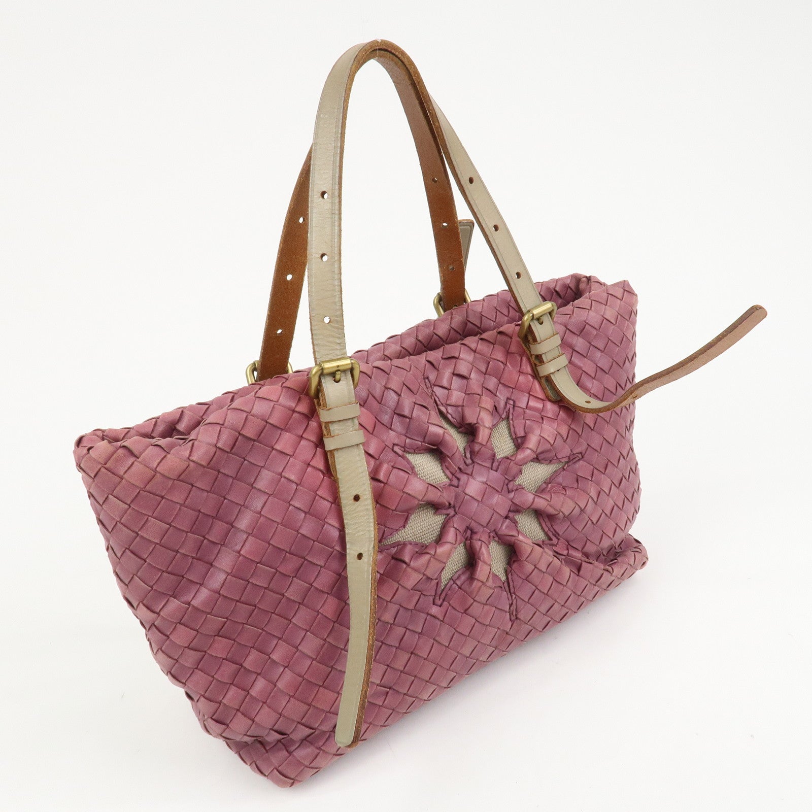 BOTTEGA VENETA Intrecciato Leather Tote Bag Hand Bag Purple