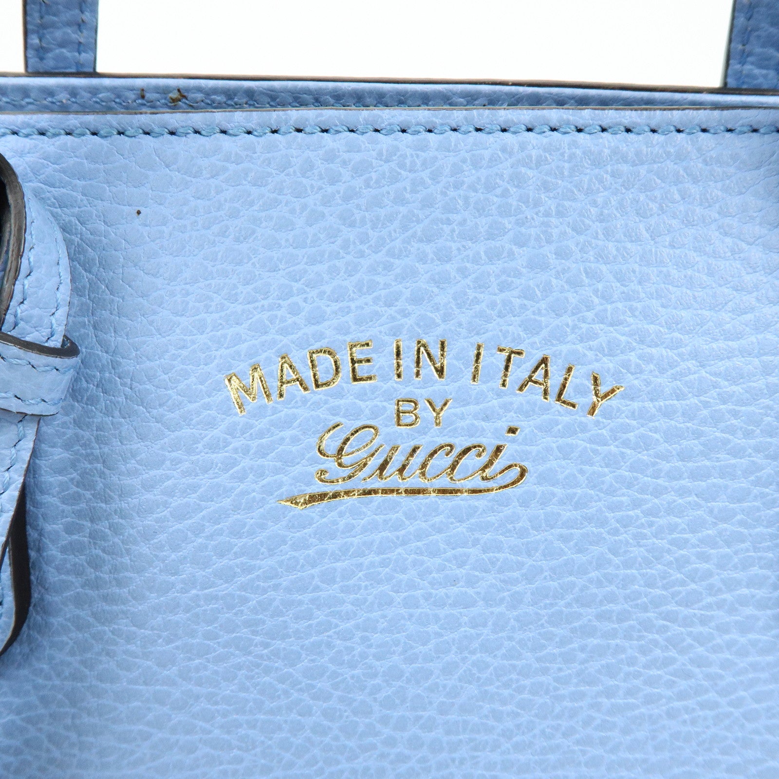 GUCCI Interlocking G Leather 2Way Bag Hand Bag Light Blue 368827