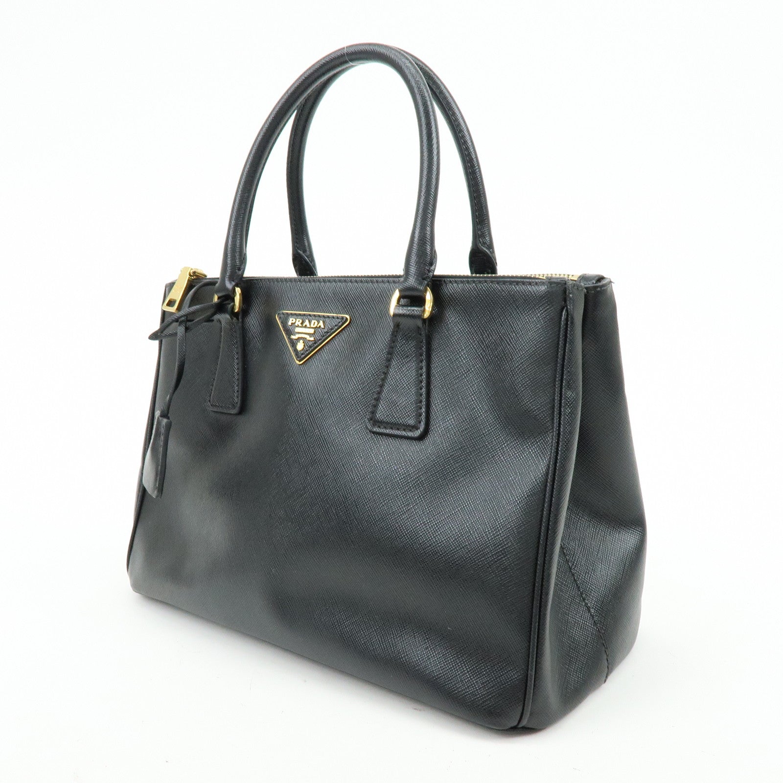 PRADA Saffiano Leather 2Way Bag Hand Bag Shoulder Bag Black 1BA801