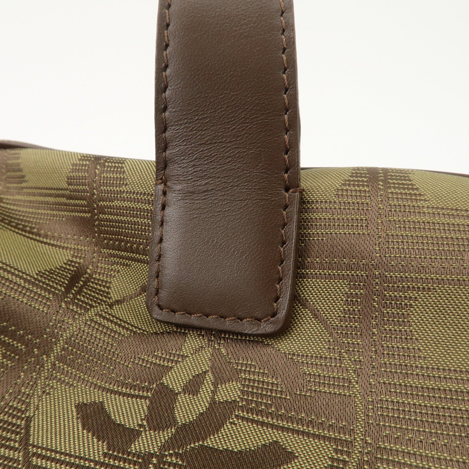 CCHANEL New Travel Line Nylon Jacquard Leather Vanity Bag Khaki A15829 Used