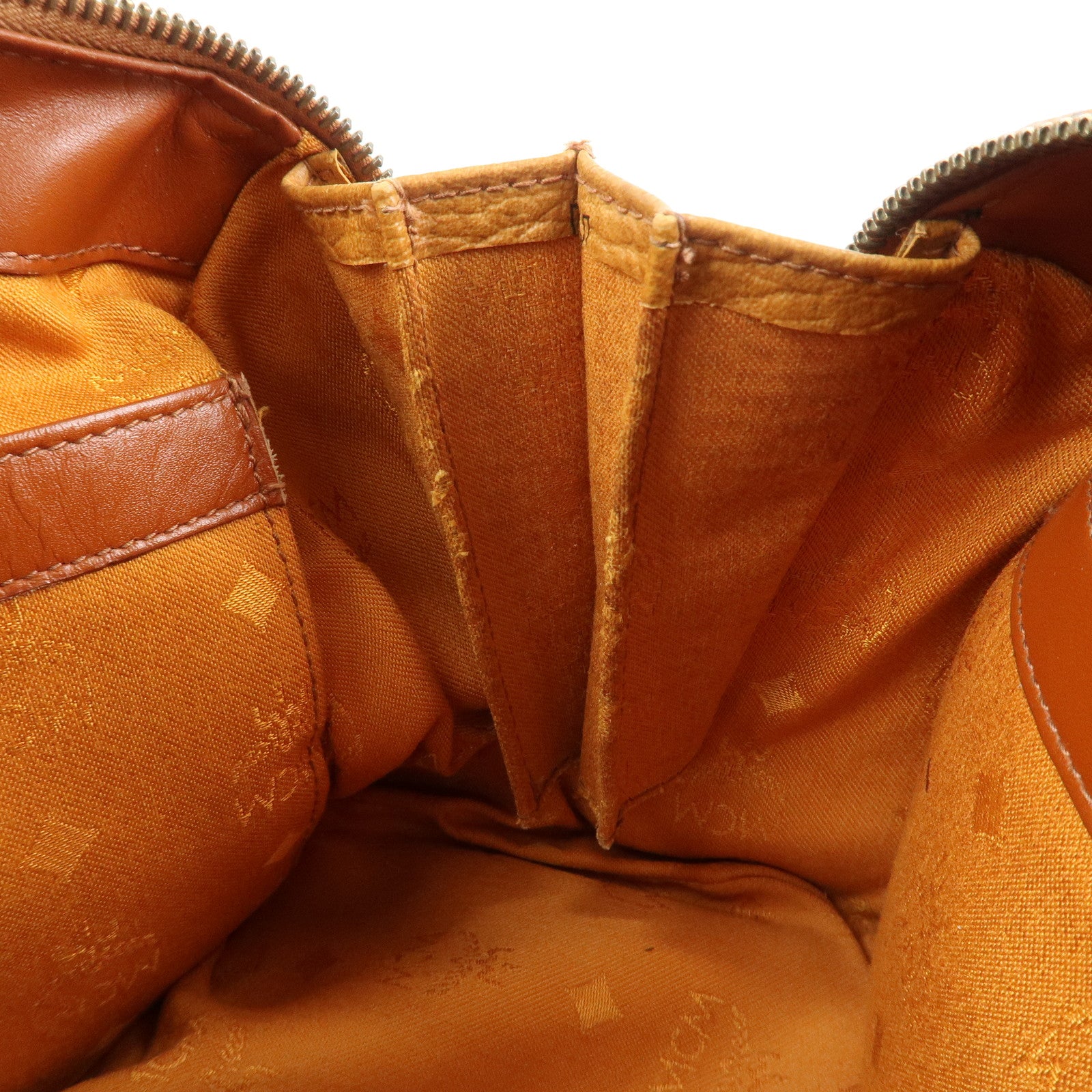 MCM Visetos Leather 2WAY Bag Hand Bag Shoulder Bag Brown