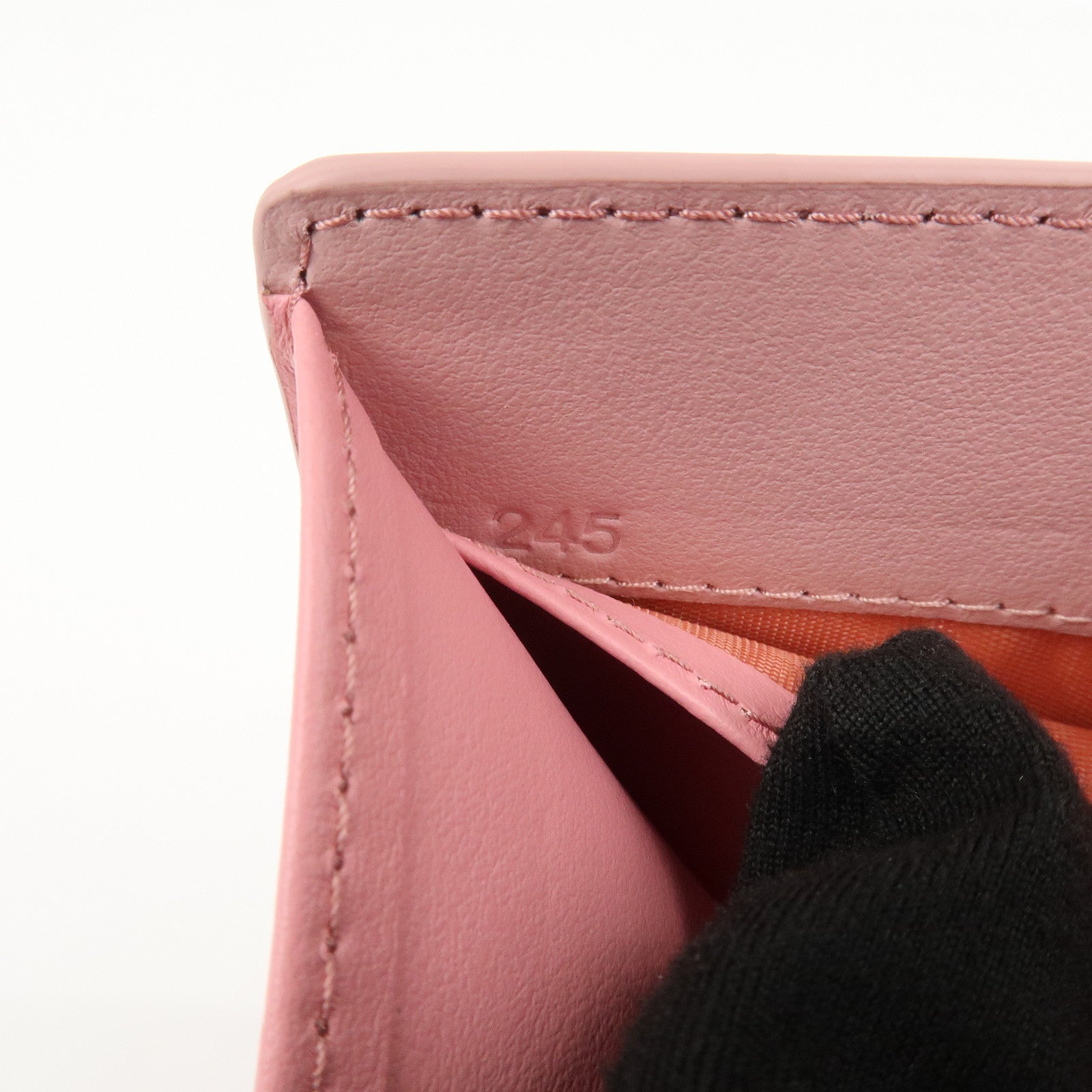 MIU MIU Logo Ribbon Tri-fold Wallet Compact Wallet Pink 5MH020