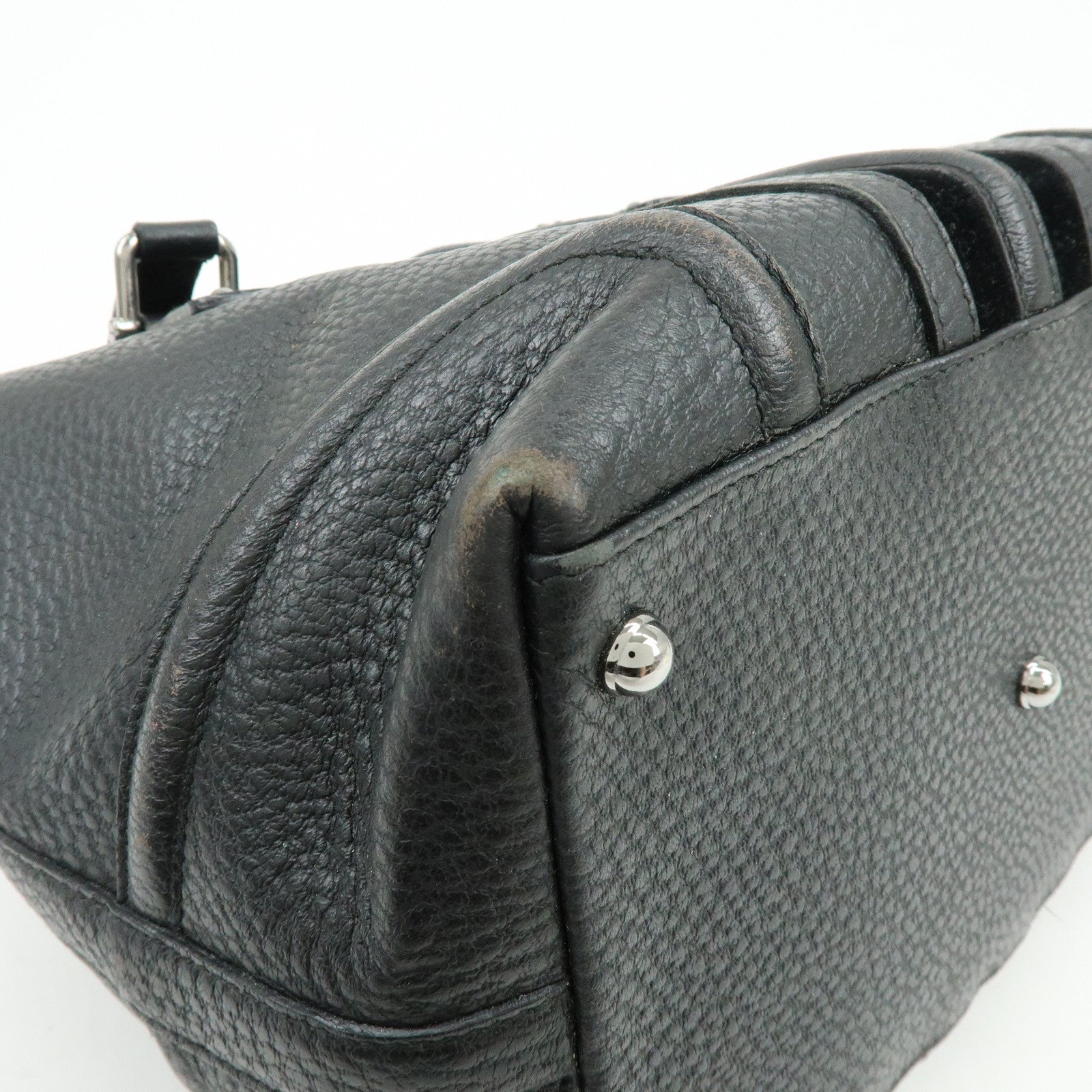 GUCCI Leather Velor Hand Bag Doctor's Bag Shoulder Bag Black 146002