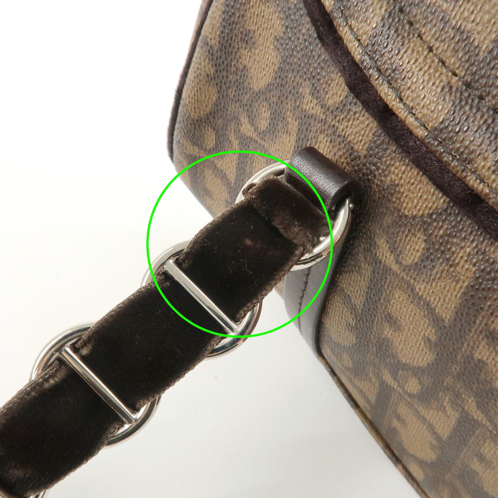 Christian Dior Trotter Romantic PVC Suede Hand Bag Brown