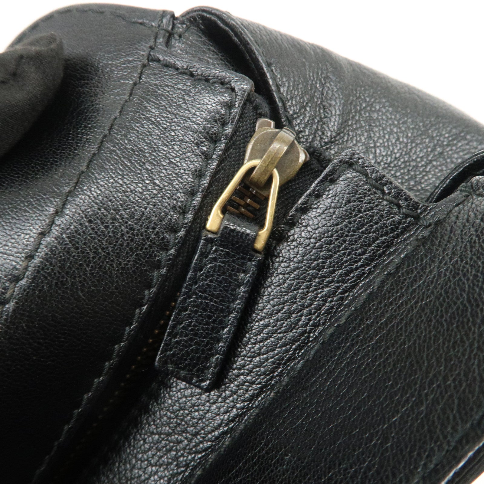 GUCCI Interlocking G Leather Hand Bag Shoulder Bag Black 121551