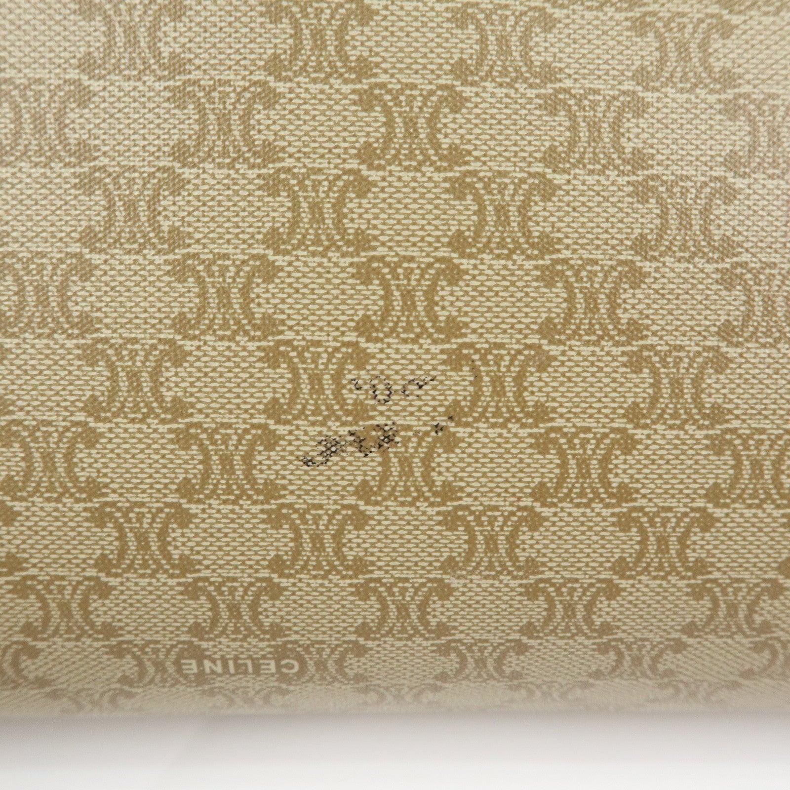 CELINE Macadam PVC Leather Clutch Bag Pouch Beige Brown