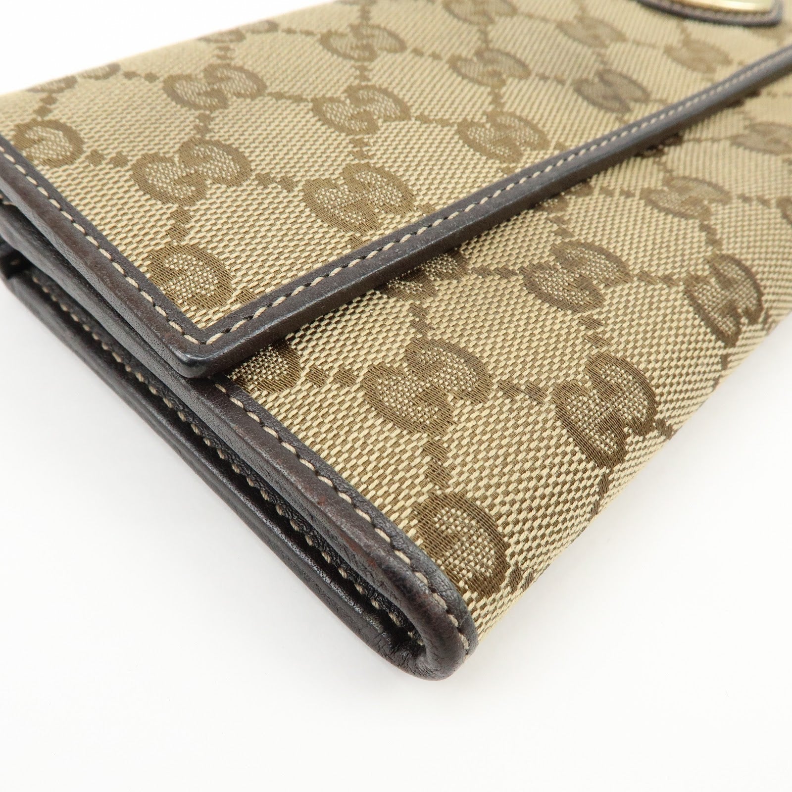GUCCI Lovely Heart GG Canvas Leather Long Wallet Brown 251861