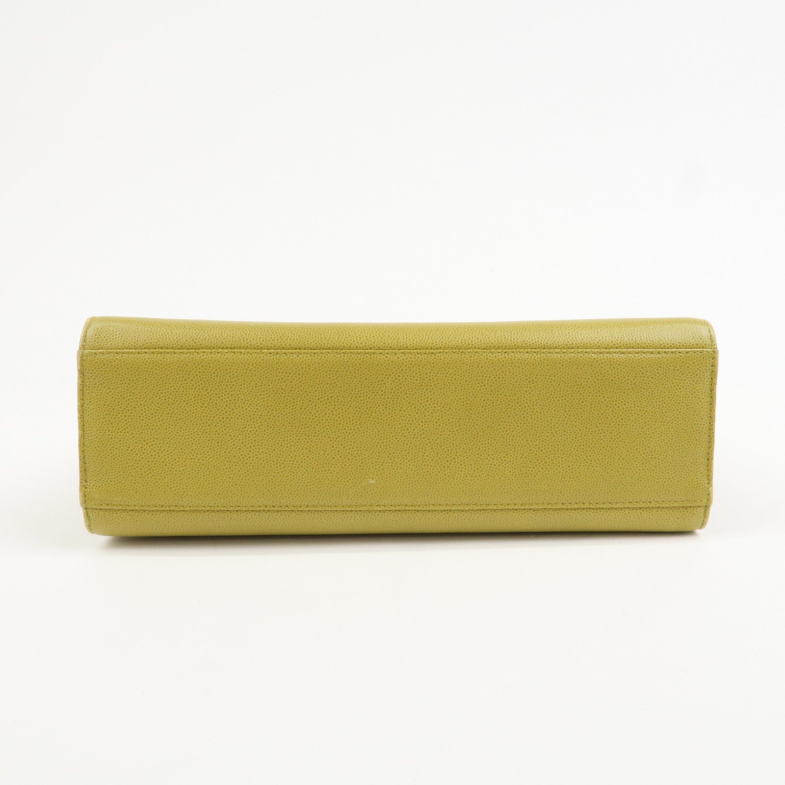 CHANEL COCO Mark Caviaskin Leather Tote Bag Hand Bag Yellow