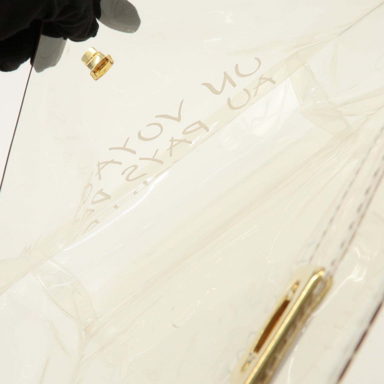 HERMES Vinyl Kelly Hand Bag Clear