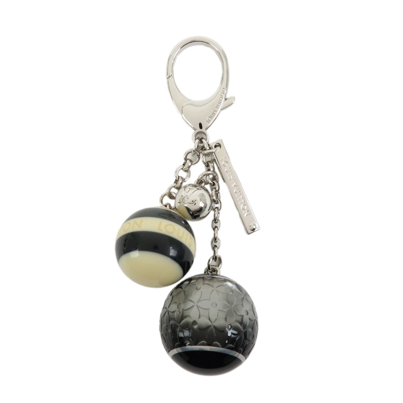 Louis Vuitton Metal Bag Charm Key Holder Black White M65701