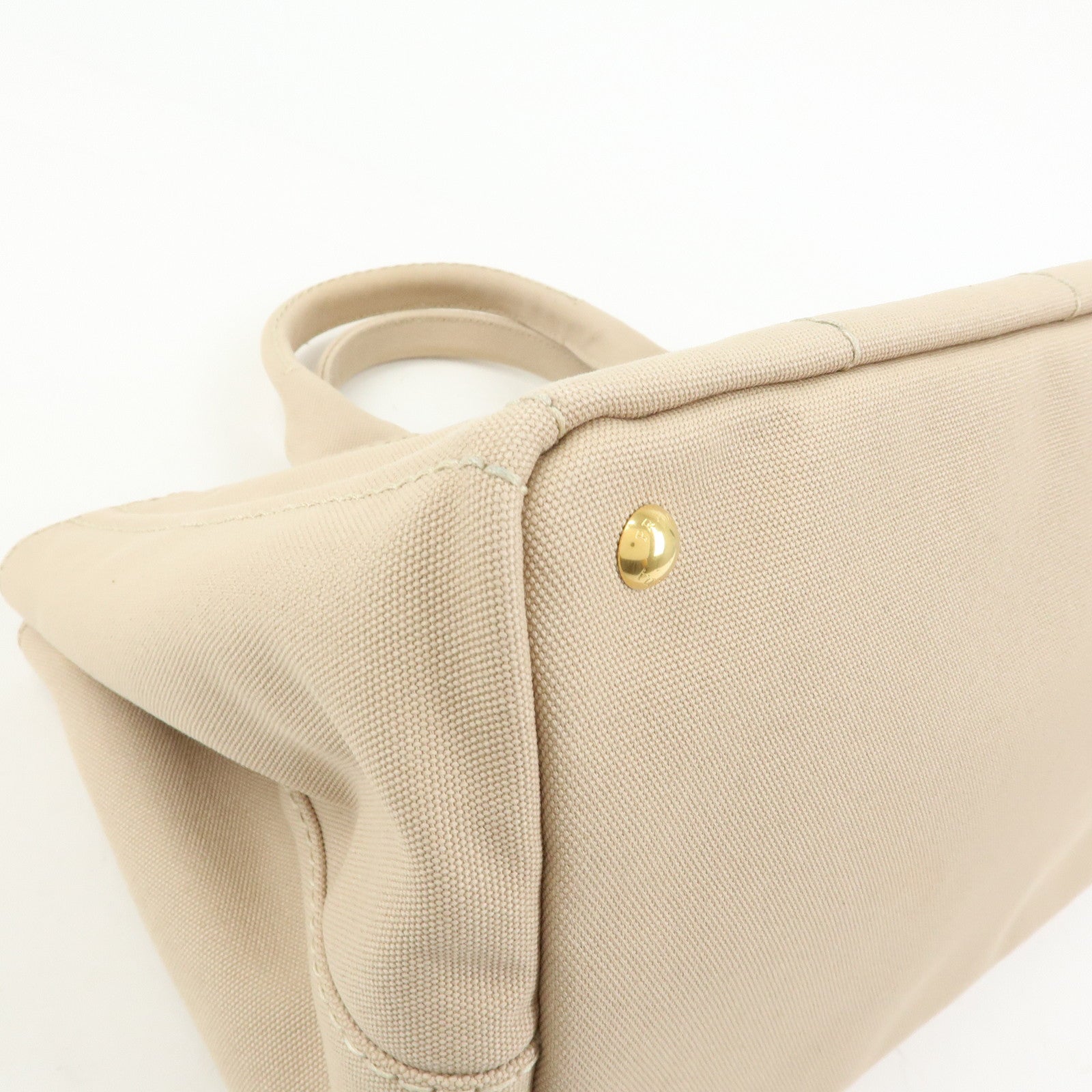 PRADA Canapa Triangle Logo 2Way Tote Hand Shoulder Bag Beige B1877G
