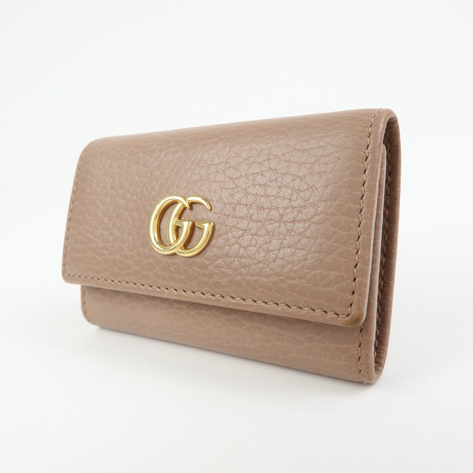 GUCCI GG Marmont Leather 6 Ring Key Case Pink Beige 156118