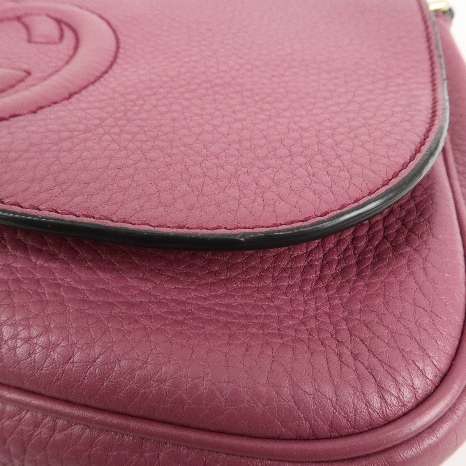 GUCCI SOHO Leather Chain Shoulder Bag Purse Purple 336752