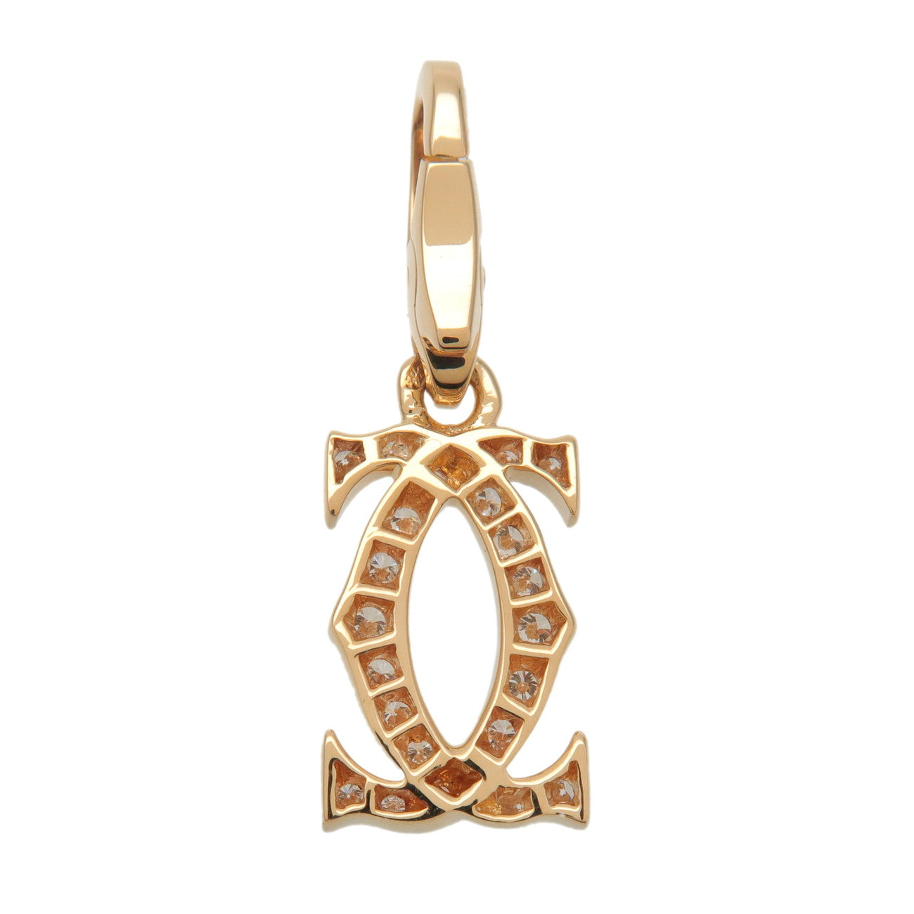 Cartier 2C Diamond Necklace Charm K18YG 750YG Yellow Gold