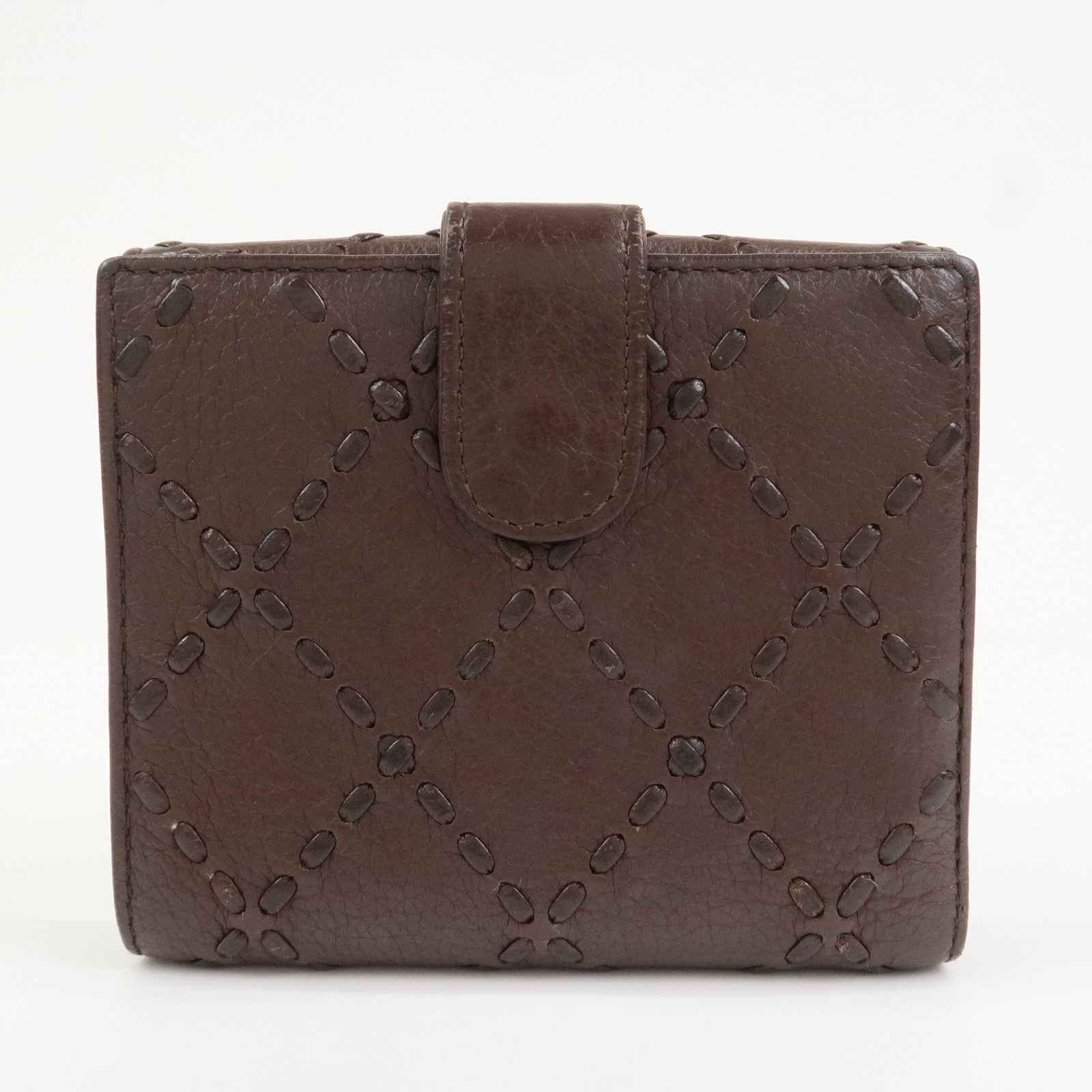 CHANEL COCO Mark Wild Stitch Caviarskin Compact Tri-fold Wallet