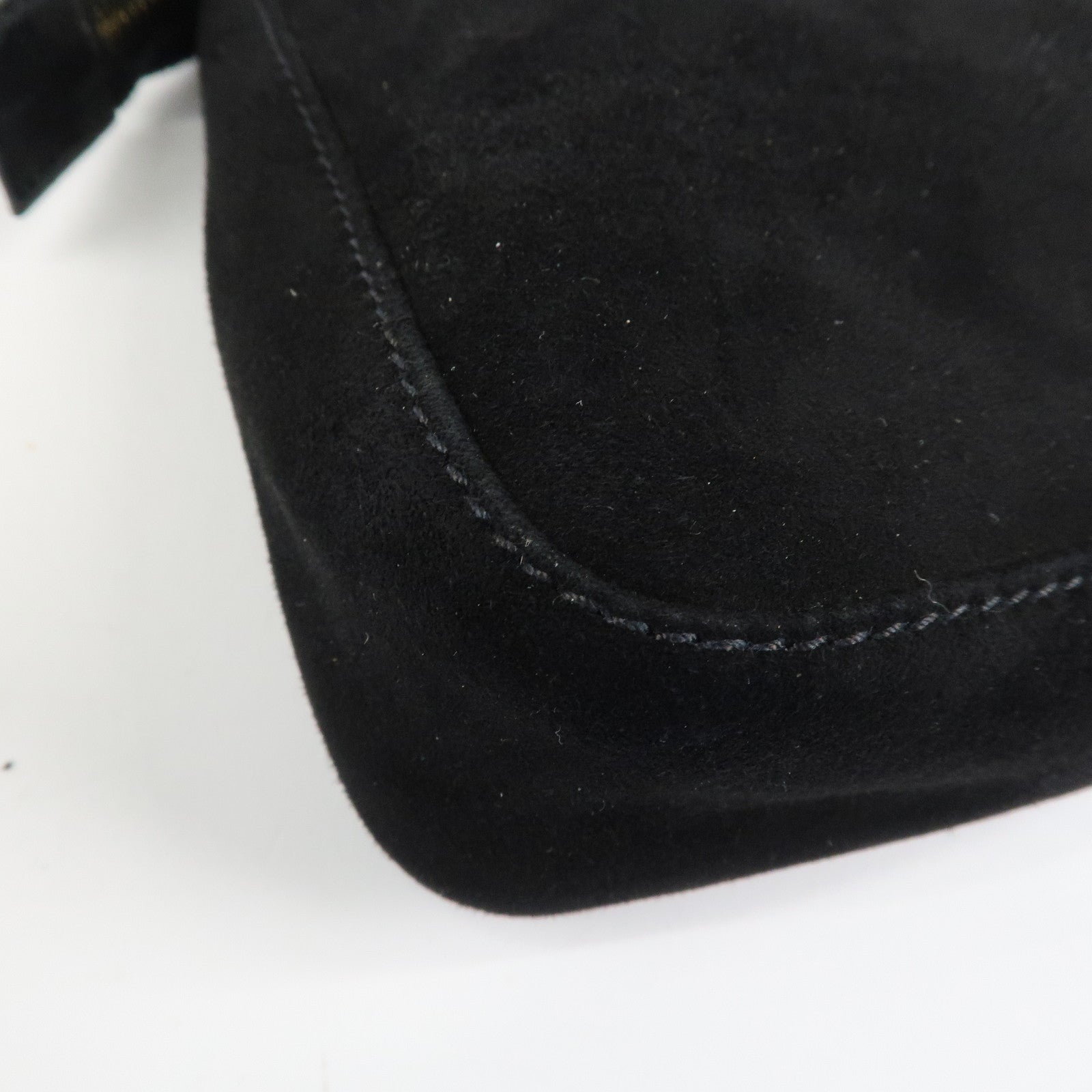 FENDI Suede Cosmetic Pouch Black Gold Hardware 26387 Used