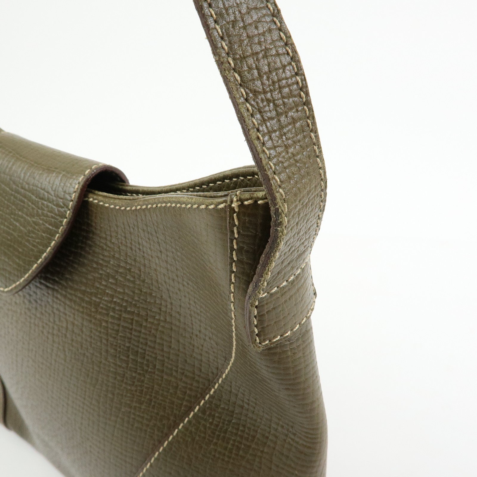 LOEWE Logo Leather Shoulder Bag Crossbody Bag Khaki Green