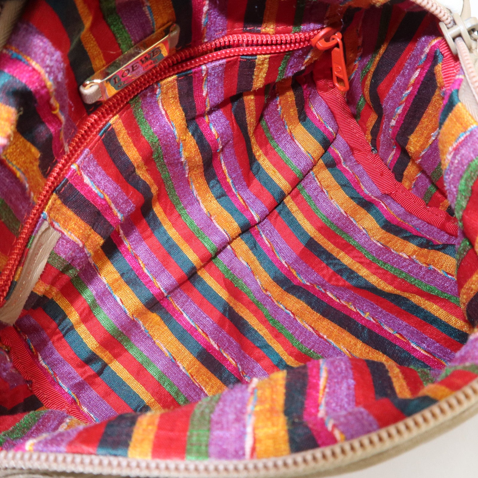 LOEWE Leather Shoulder Bag Crossbody Bag Beige White Used