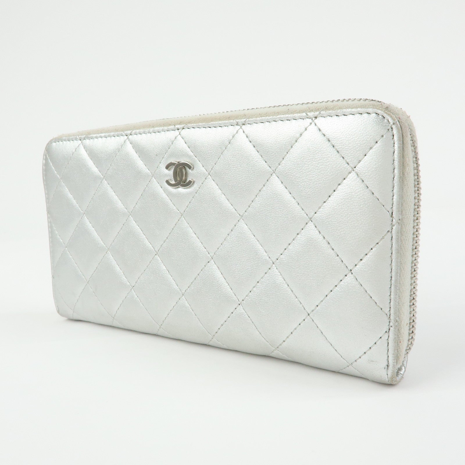 CHANEL Matelasse COCO Mark Lamb Skin Zippy Long Wallet A50097