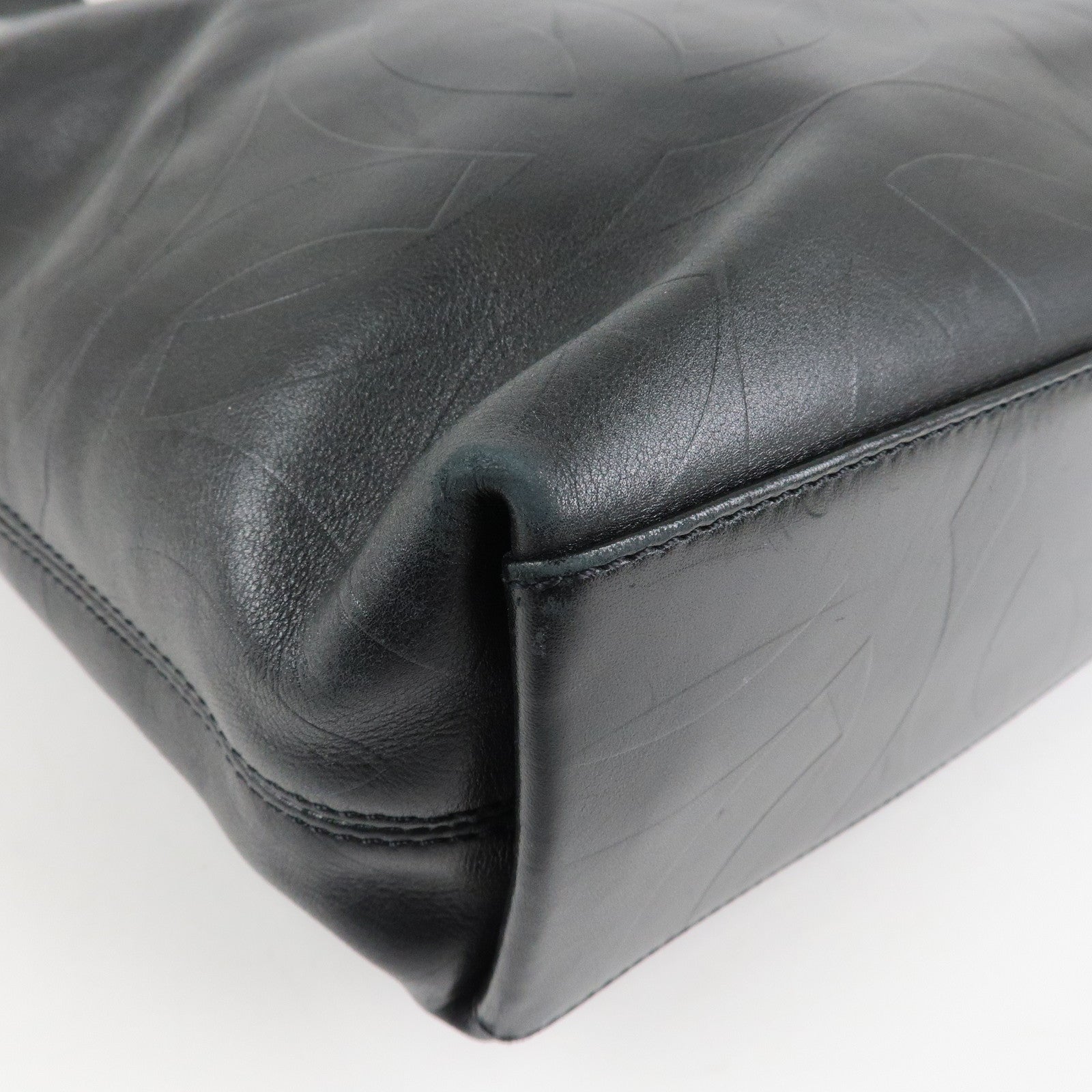 CHANEL COCO Mark Leather Bag Tote Bag Black Used