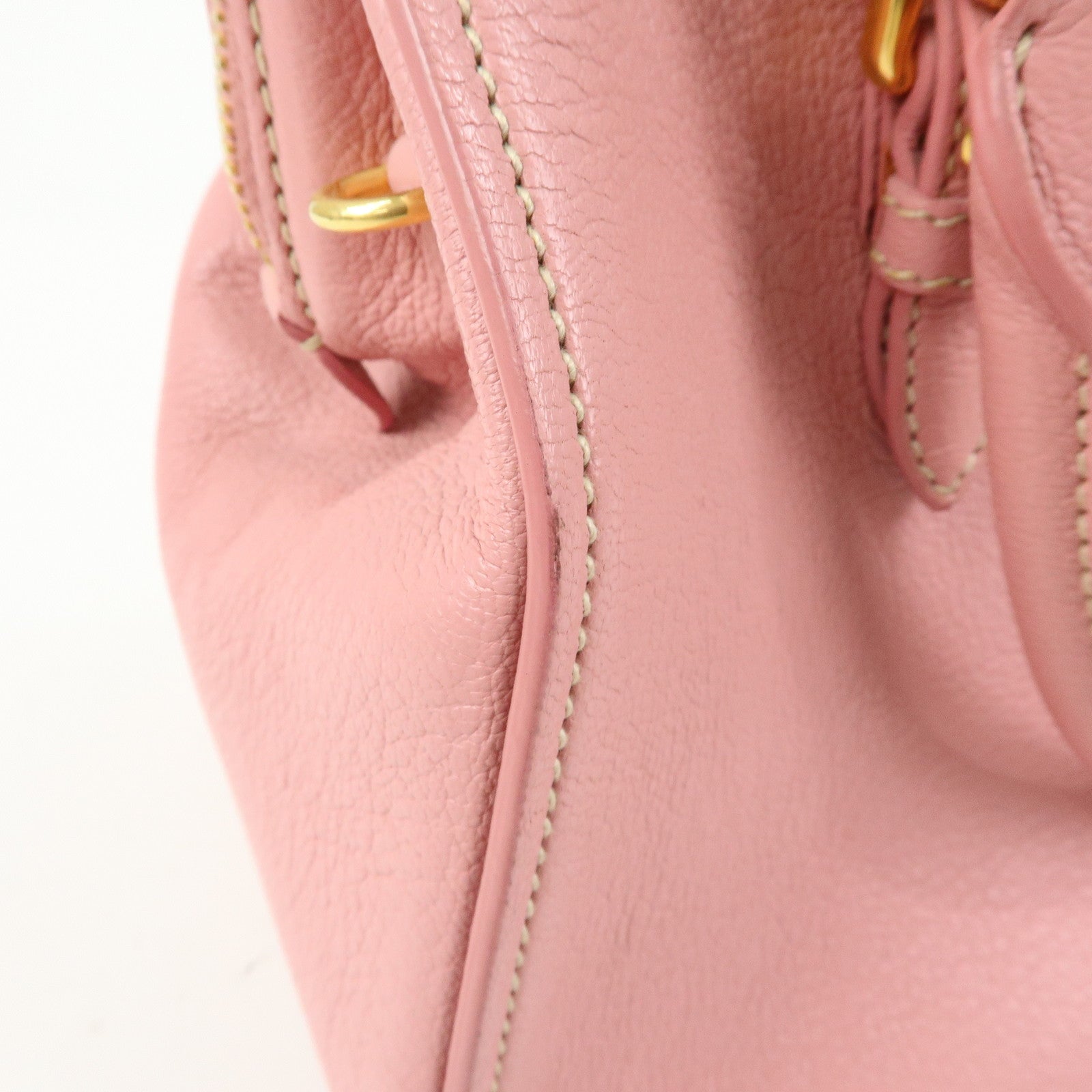 MIU MIU Logo Leather 2Way Bag Hand Bag Pink