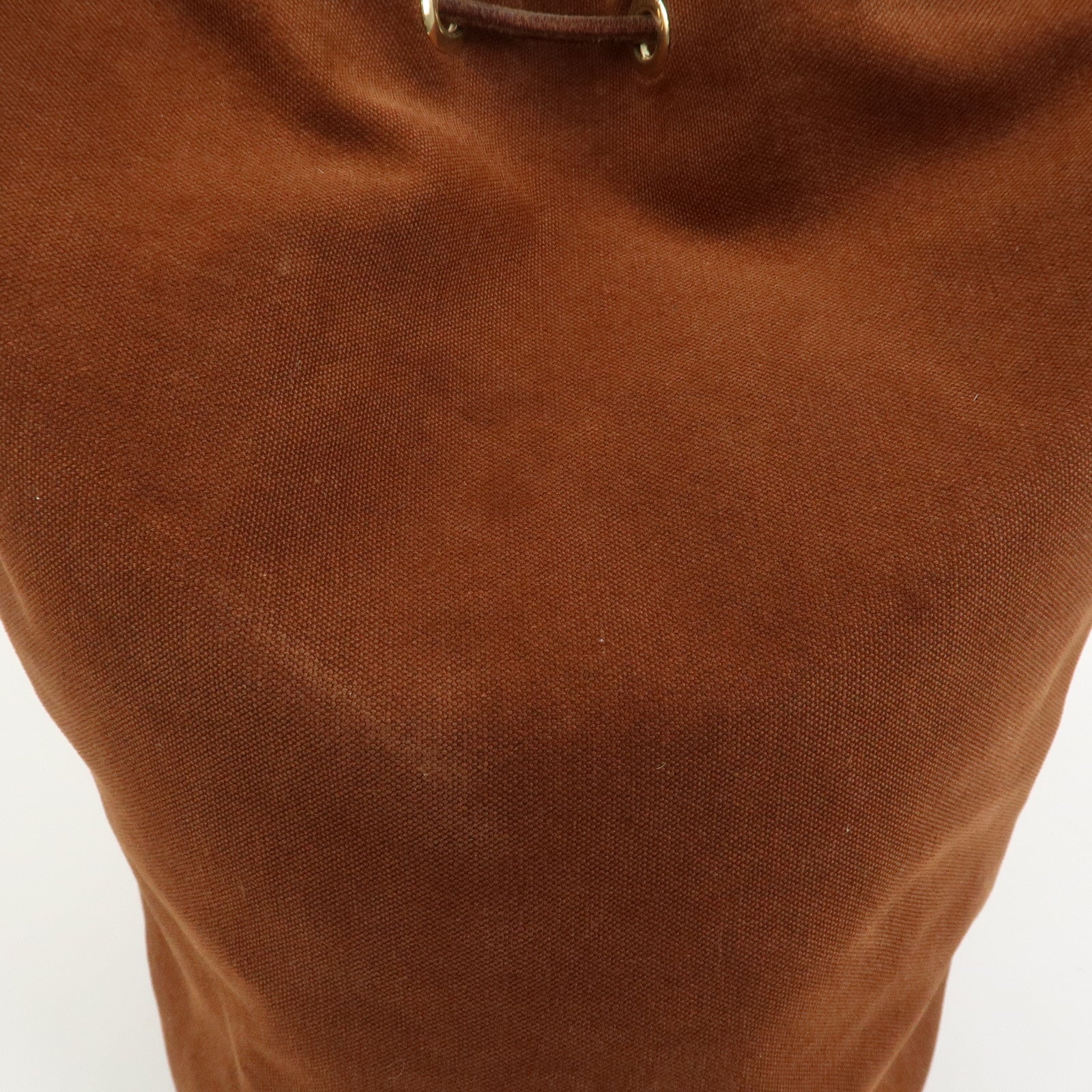 HERMES Canvas Leather Porochon Mimil PM Drawstring Backpack Brown