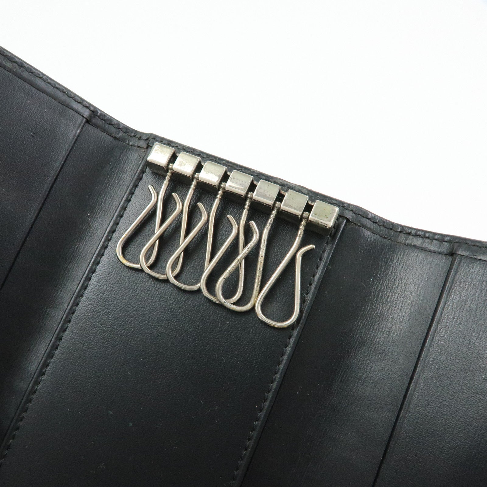 Cartier Set of 3 Leather Wallet 6 Rings Key Case Bordeaux Black