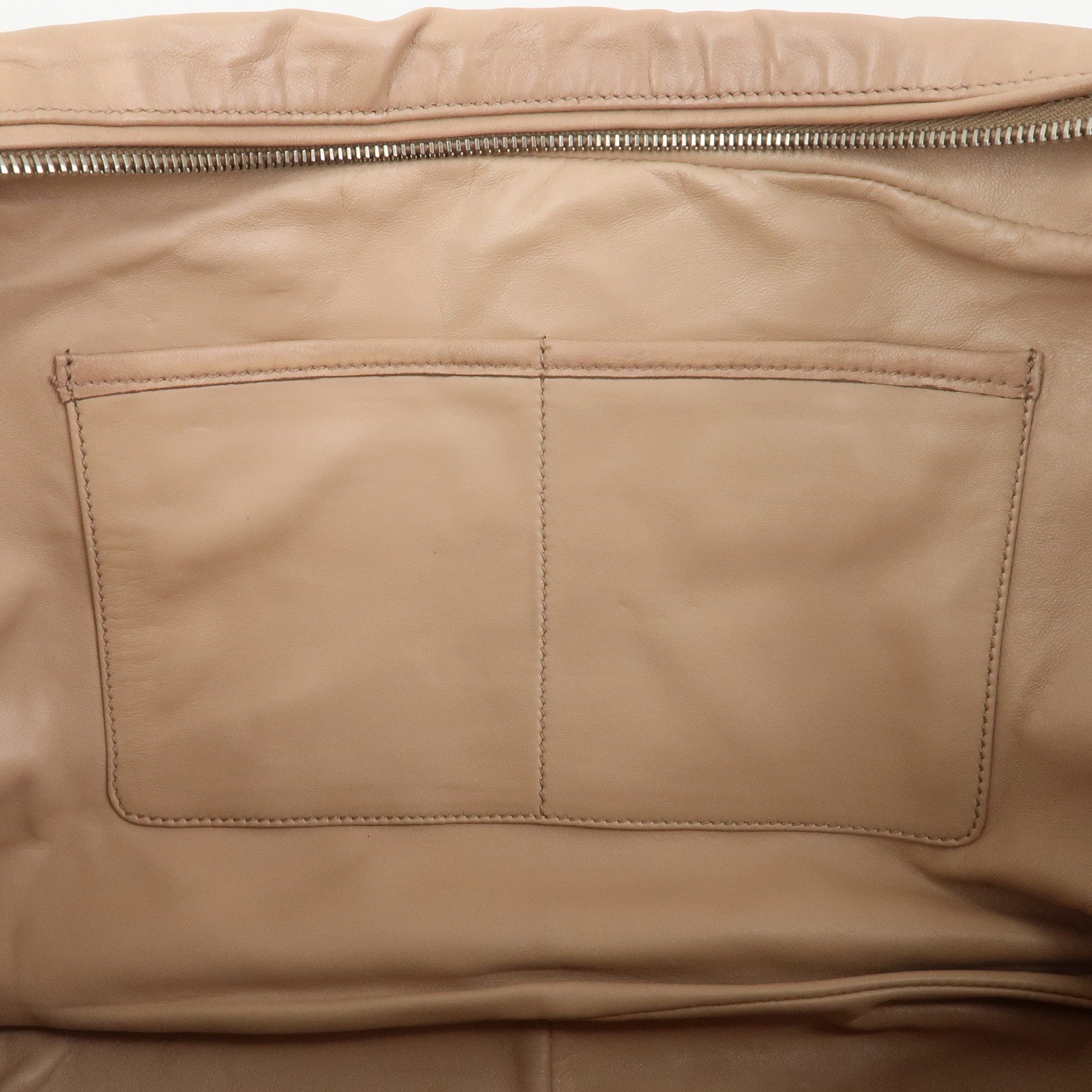 PRADA Logo Leather Hand Bag Shoulder Bag Pink Beige BL094F