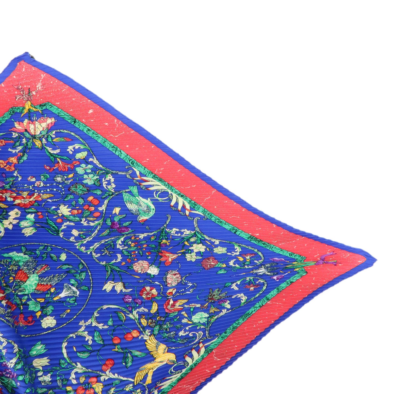 HERMES Carre 90 Silk 100% Pleats Scarf PIERRES d' ORIENT et OGGIDENT Blue