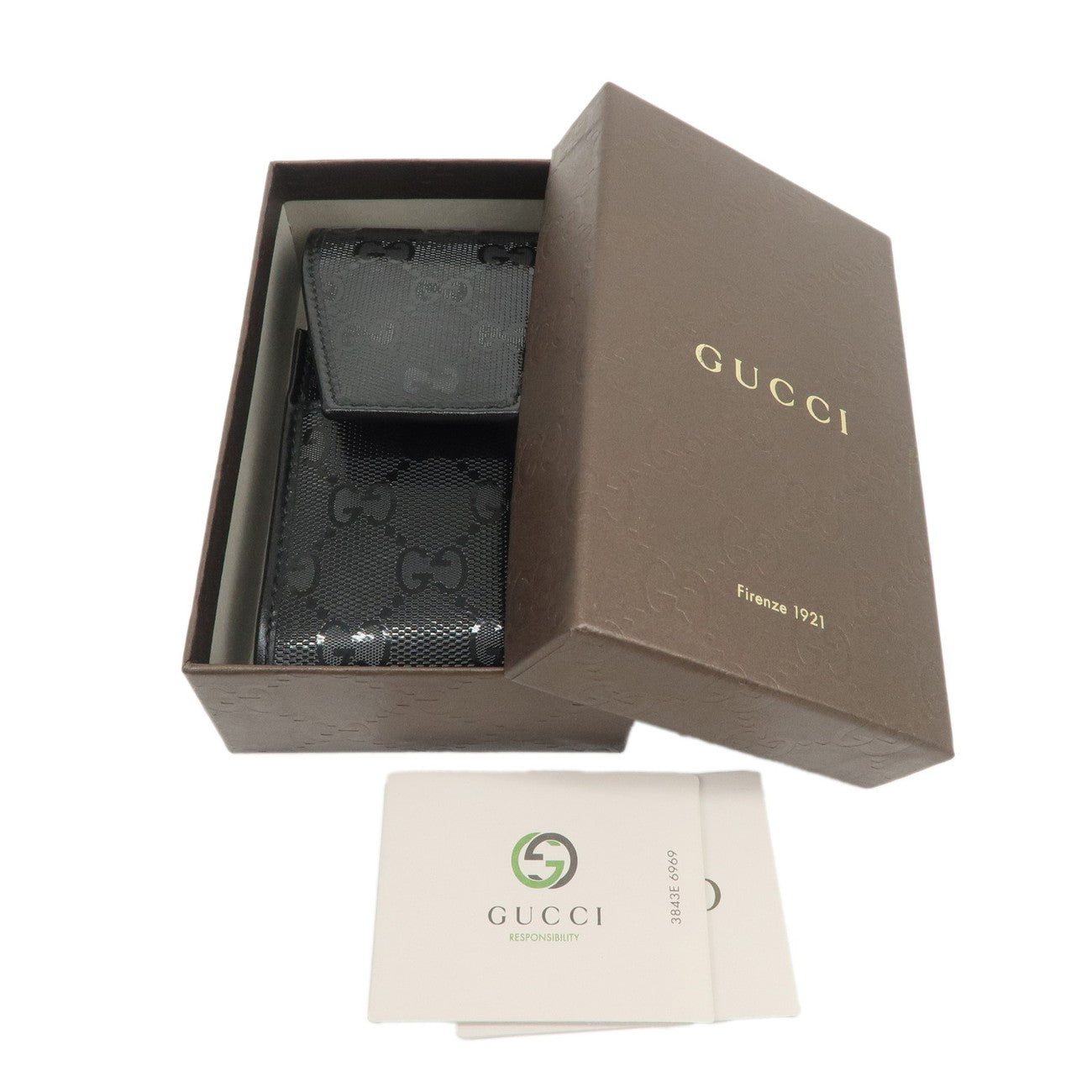 GUCCI GG Imprime Cigarette Case Cigarette Holder Black 181716