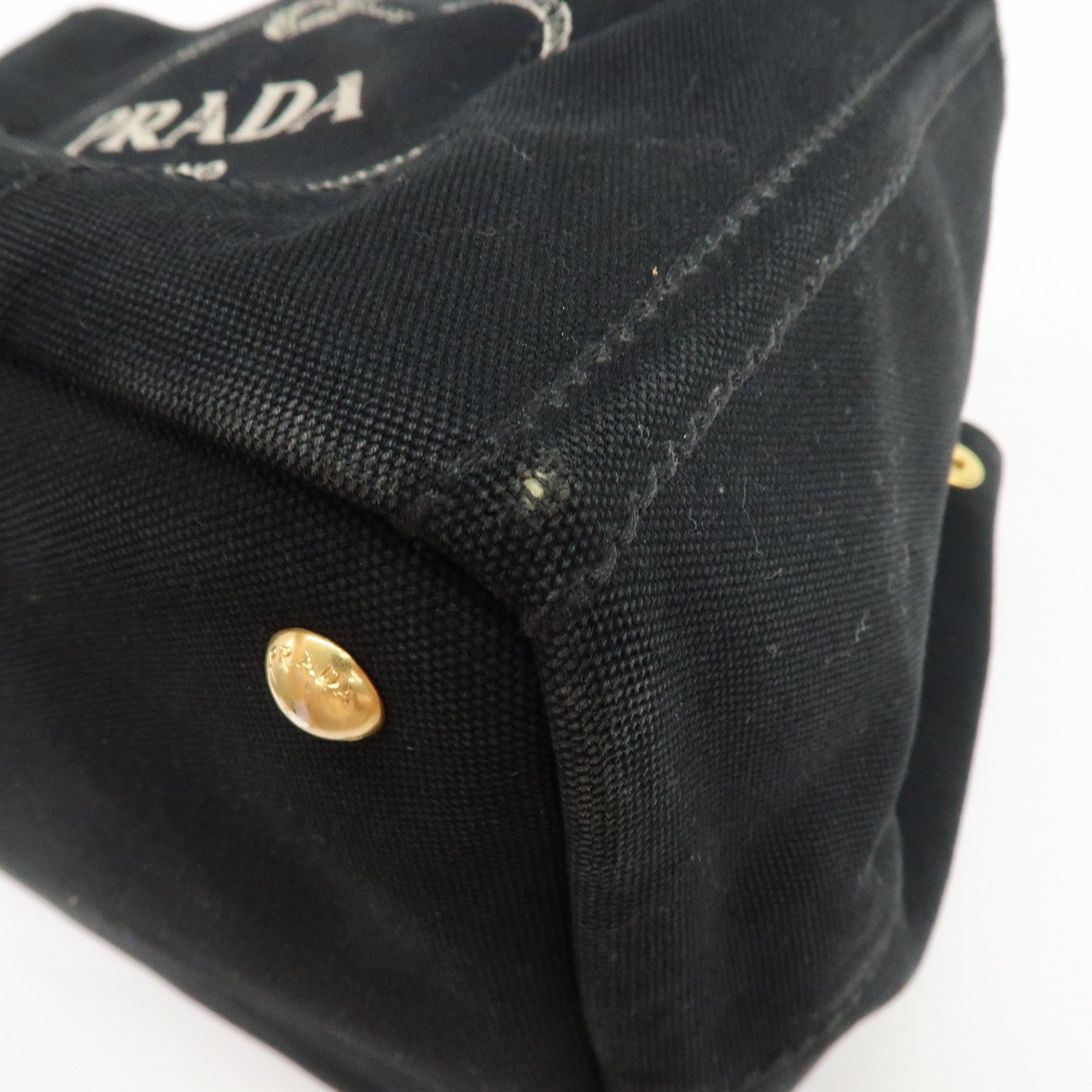 PRADA Logo Canapa Canvas 2Way Bag Tote Bag Hand Bag Black B1877G