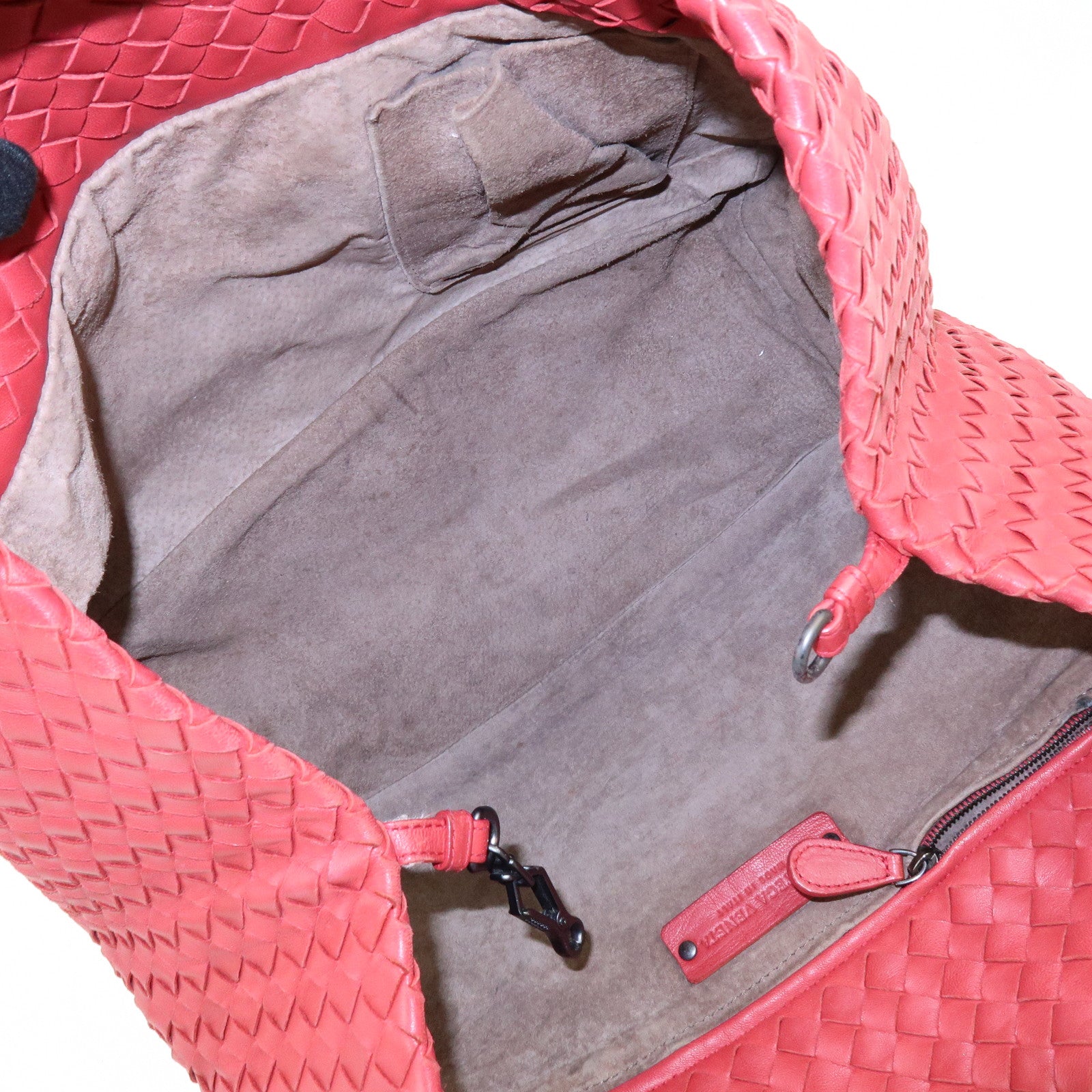 BOTTEGA VENETA Intrecciato Leather Tote Bag Shoulder Bag Red