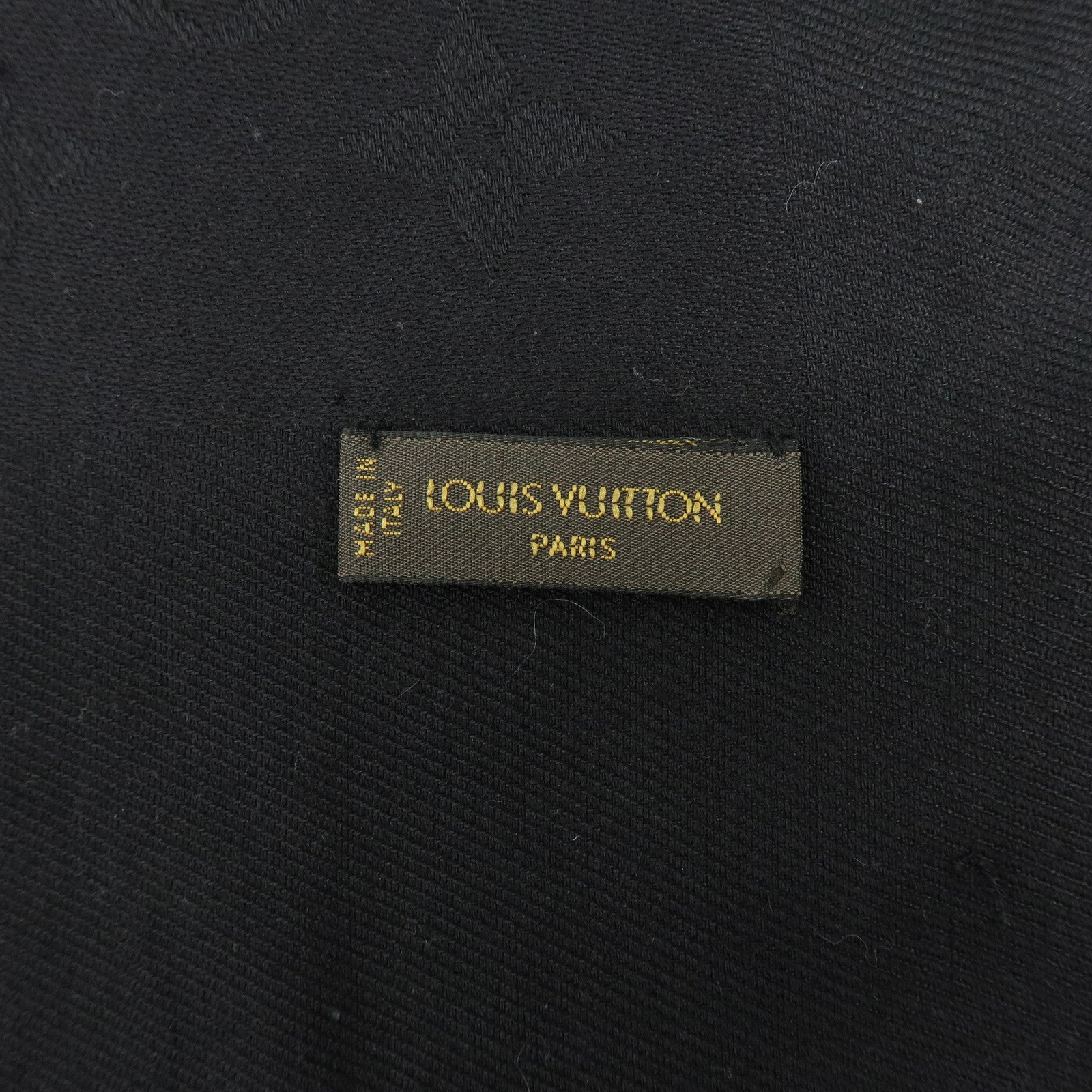 Louis Vuitton Monogram Silk Wool Scarf Shawl Black M71329