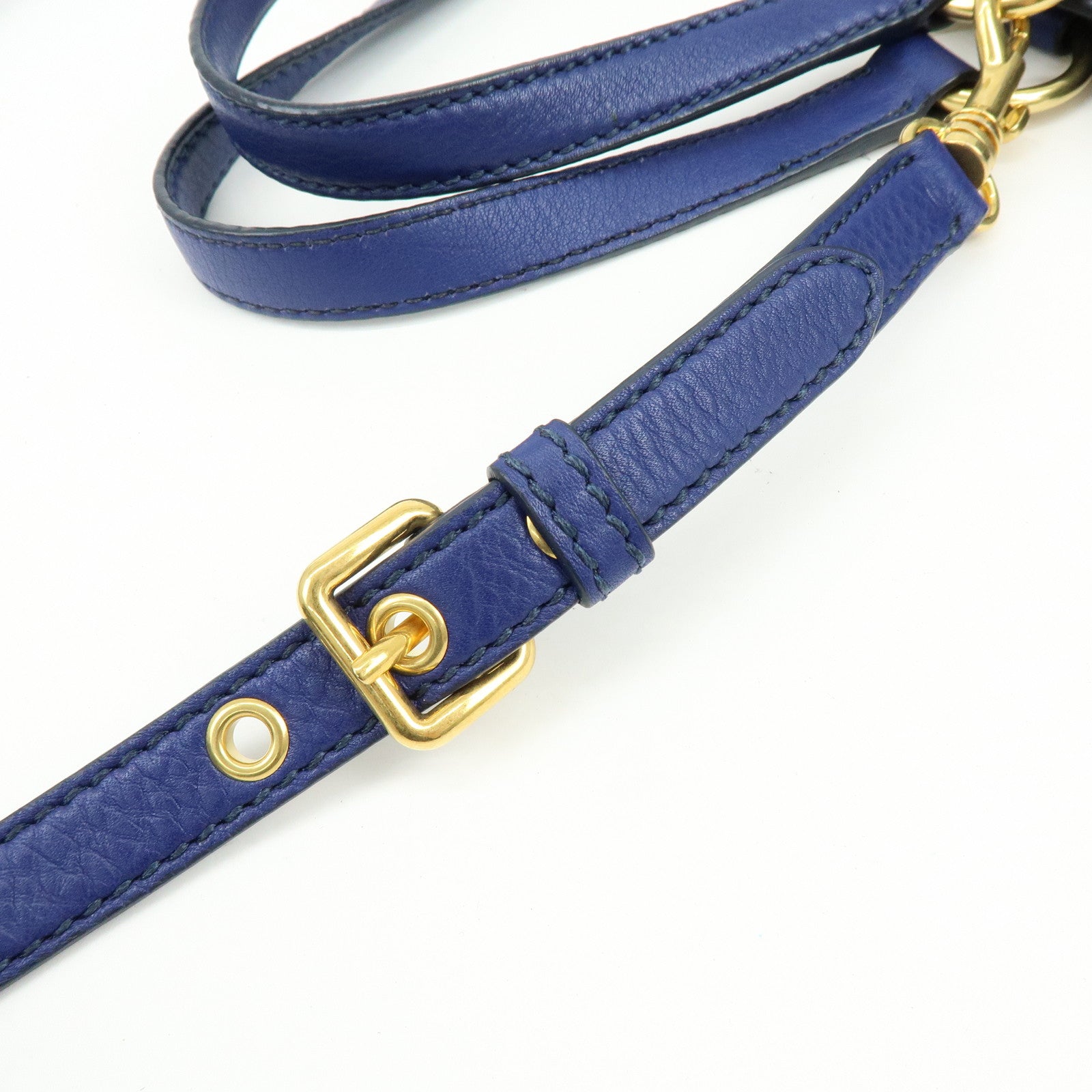 MIU MIU Leather 2Way Bag Hand Bag Shoulder Bag Blue