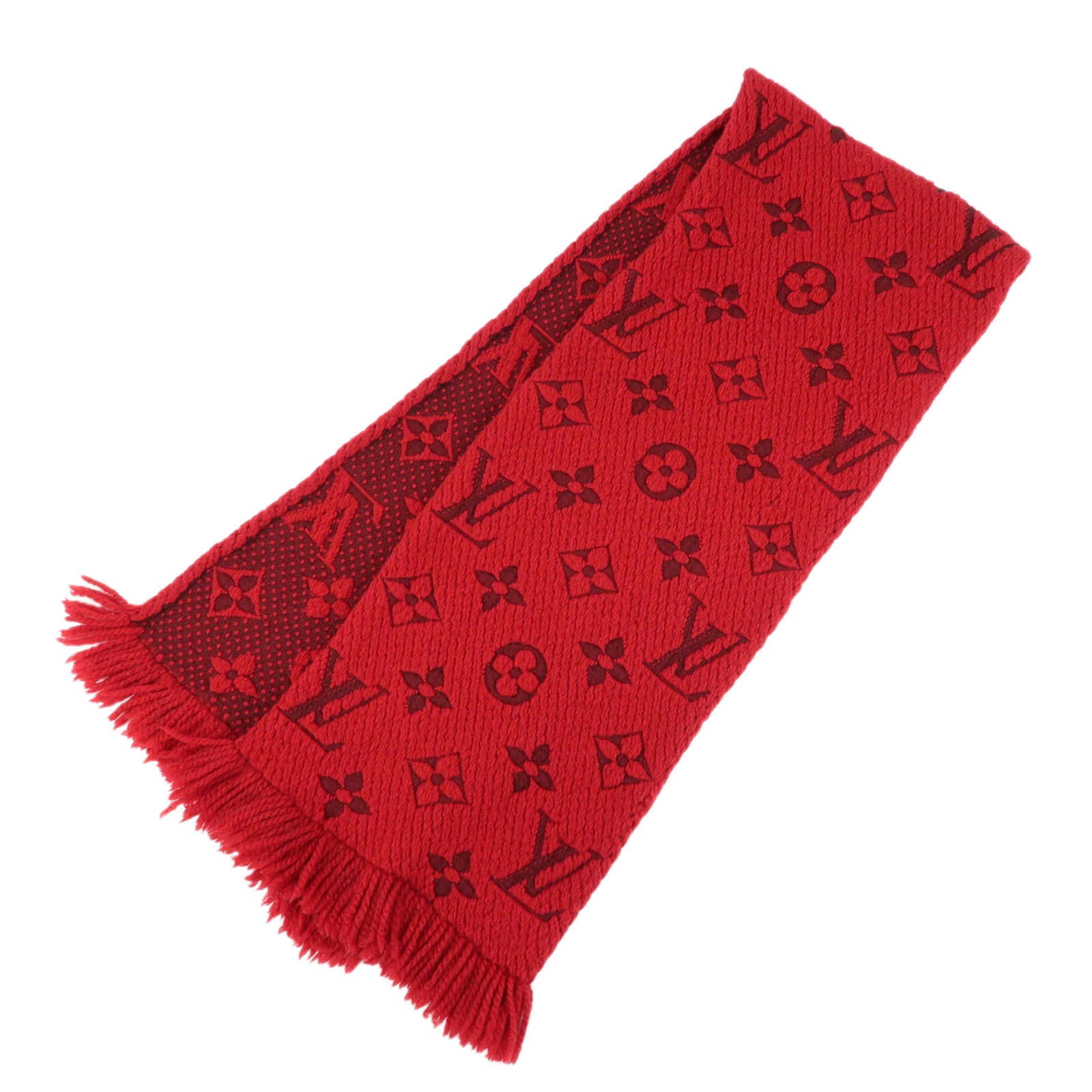 Louis Vuitton Echarpe Logomania Monogram Wool Silk Scarf Red